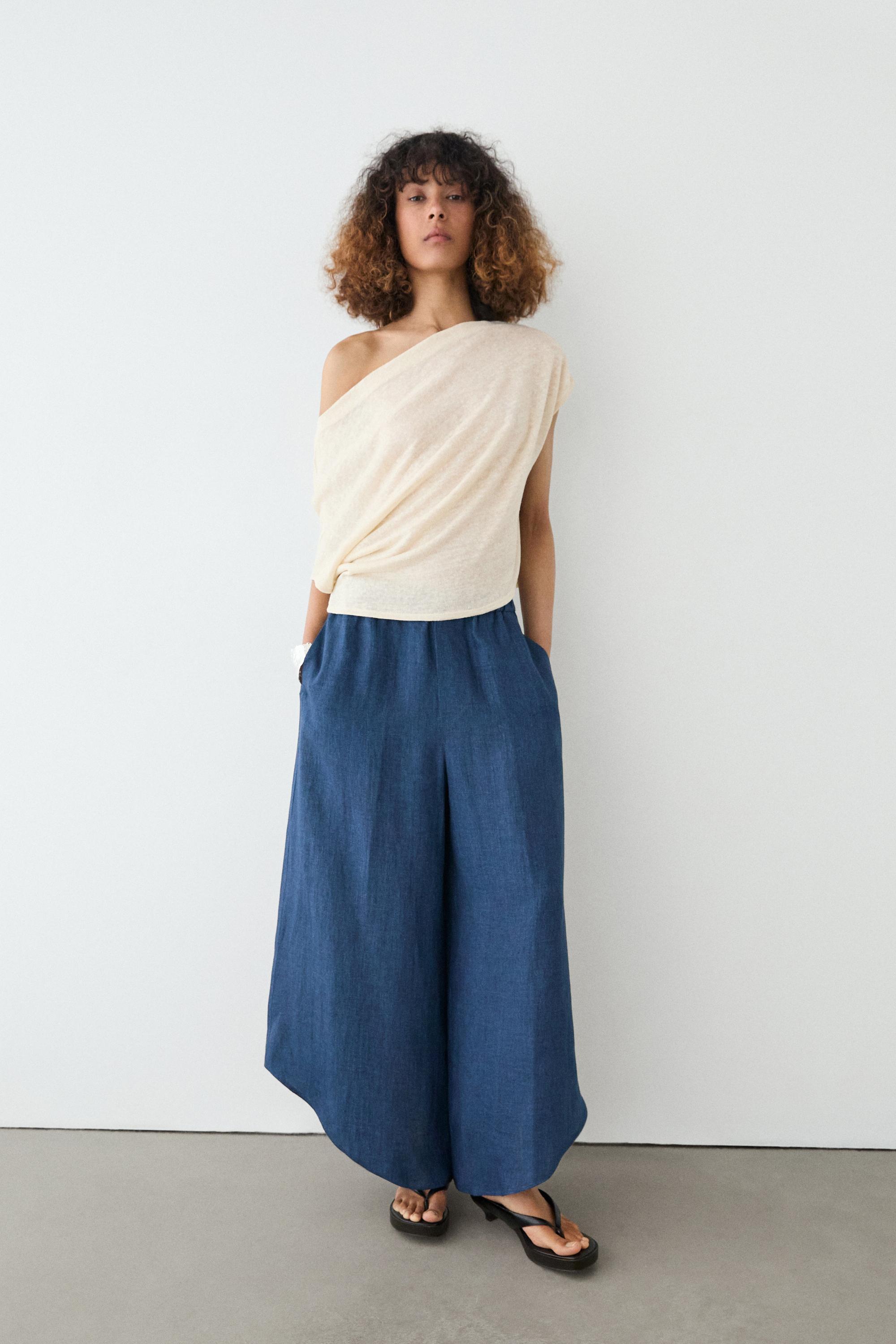 Total look linen trousers — BLUE