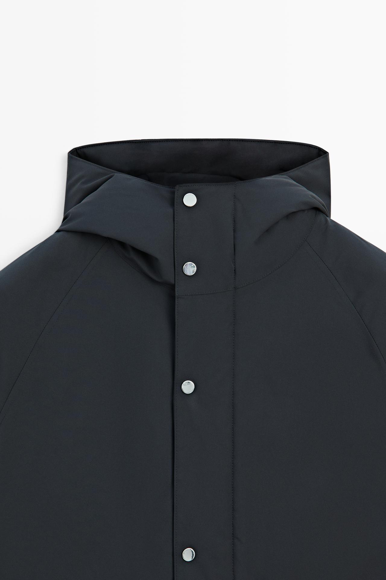 Short quilted parka with pocket details — NAVY BLUE