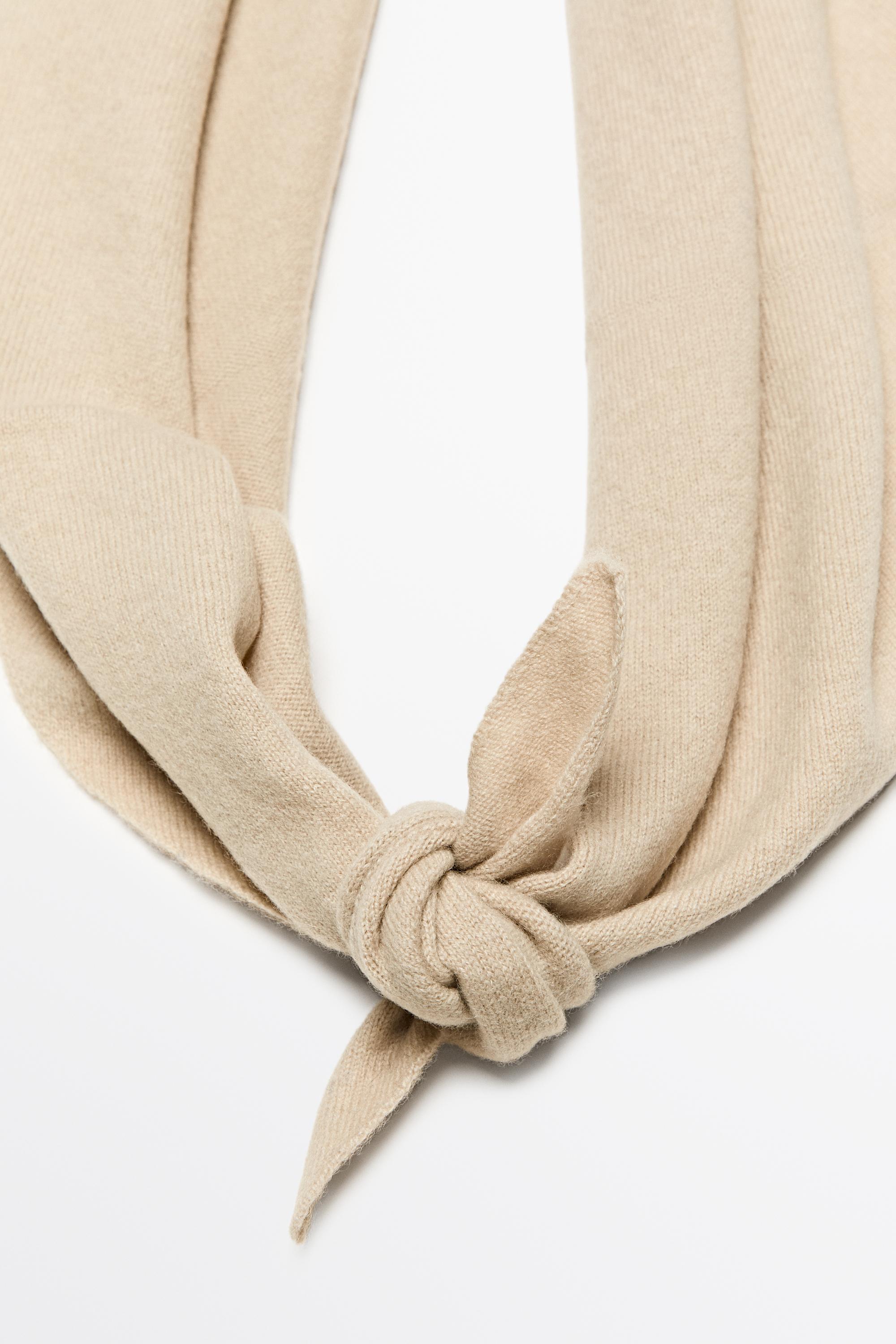 Medium wool cashmere blend knit bandana — MINK