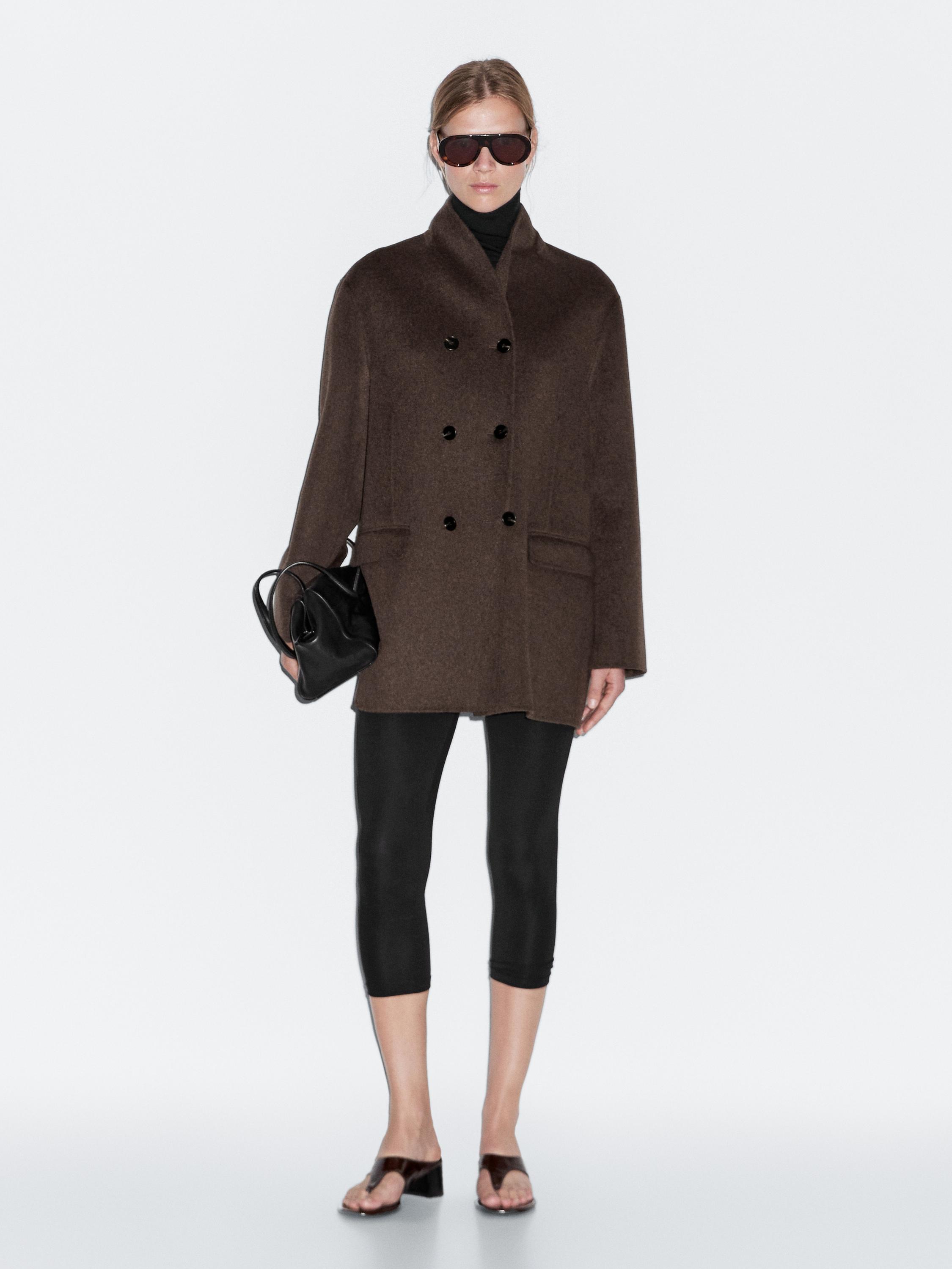 Wool blend coat with tuxedo collar