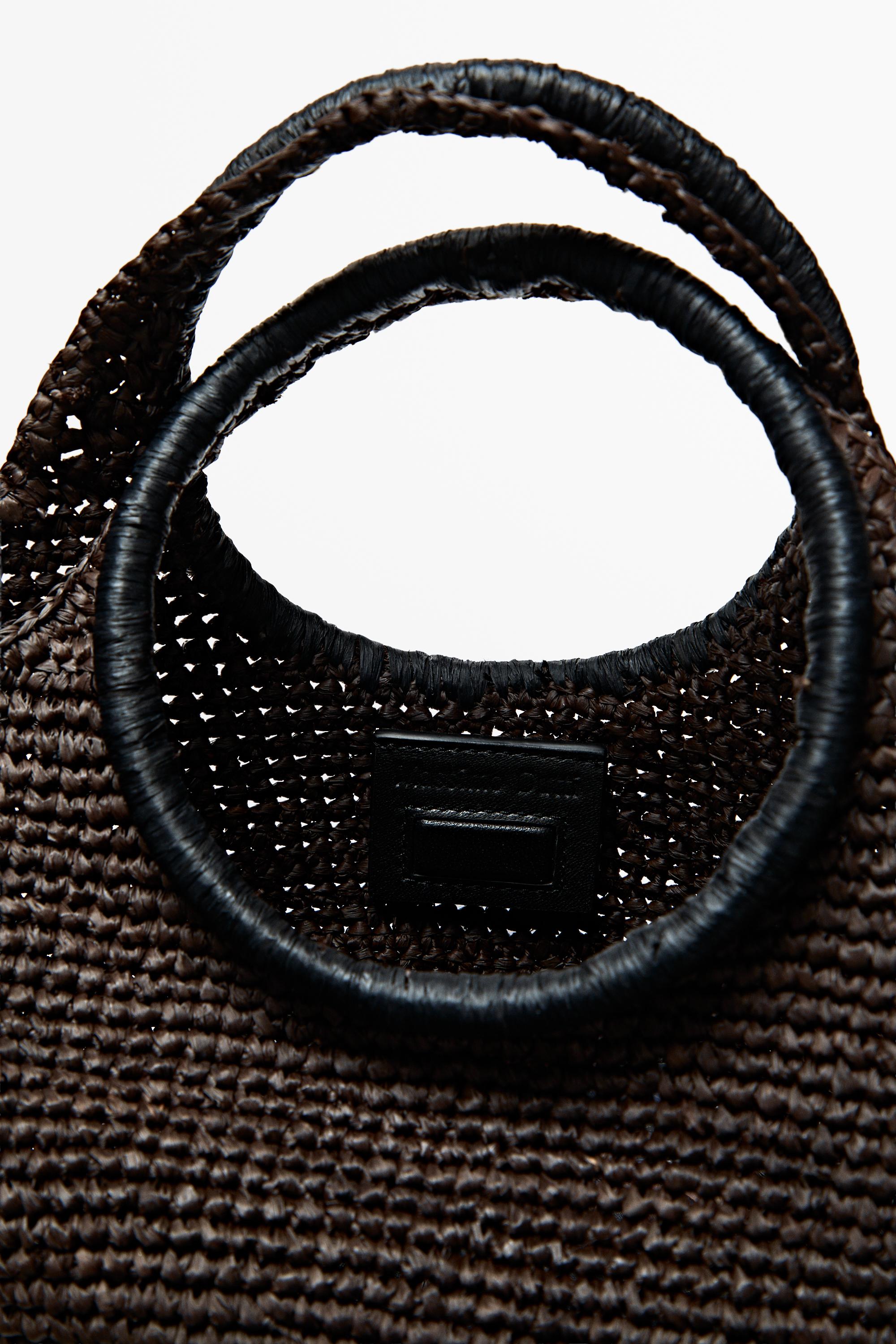 100% Raffia Mini Crescent Bag — BROWN