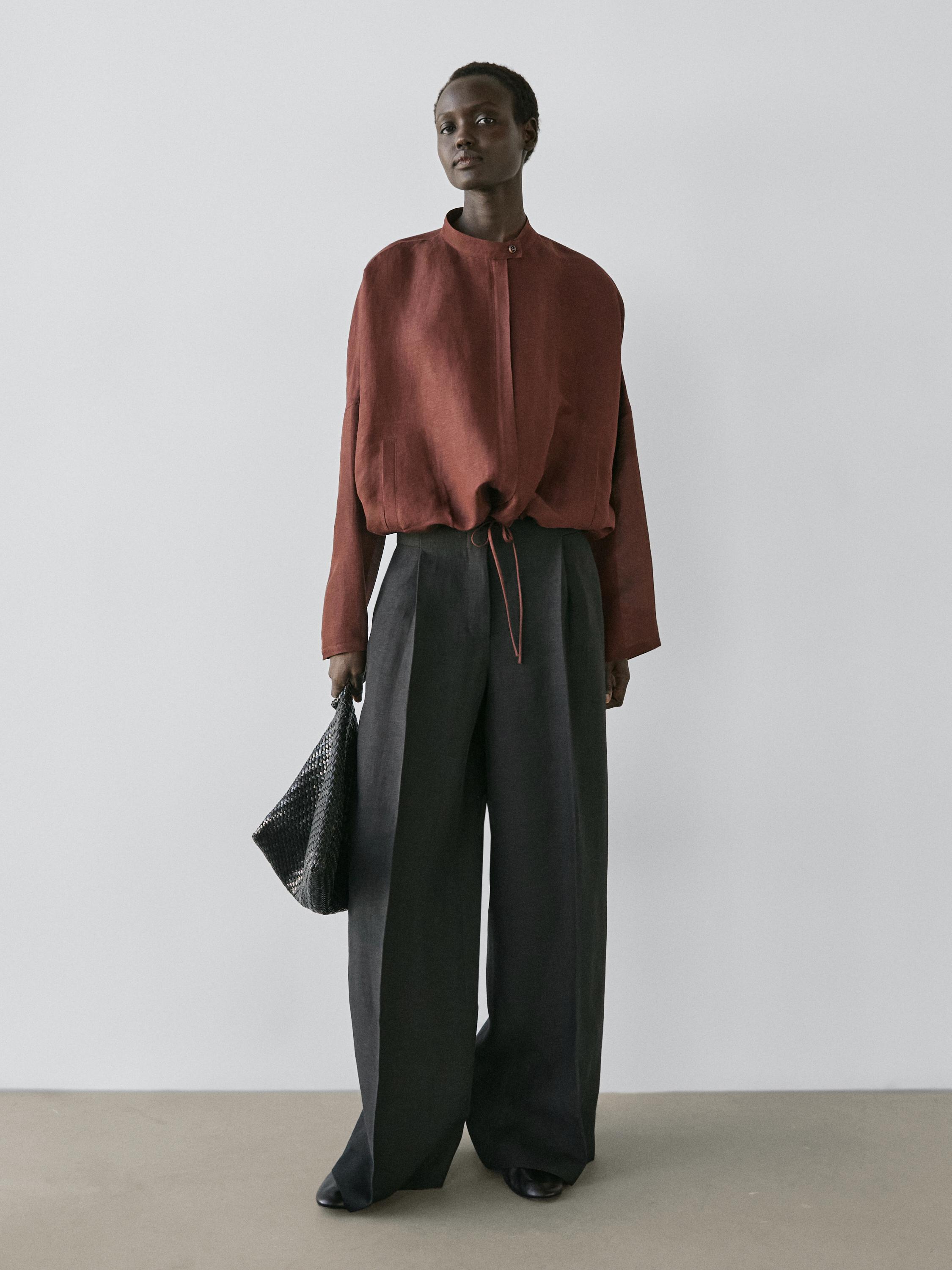 Linen blend bomber jacket