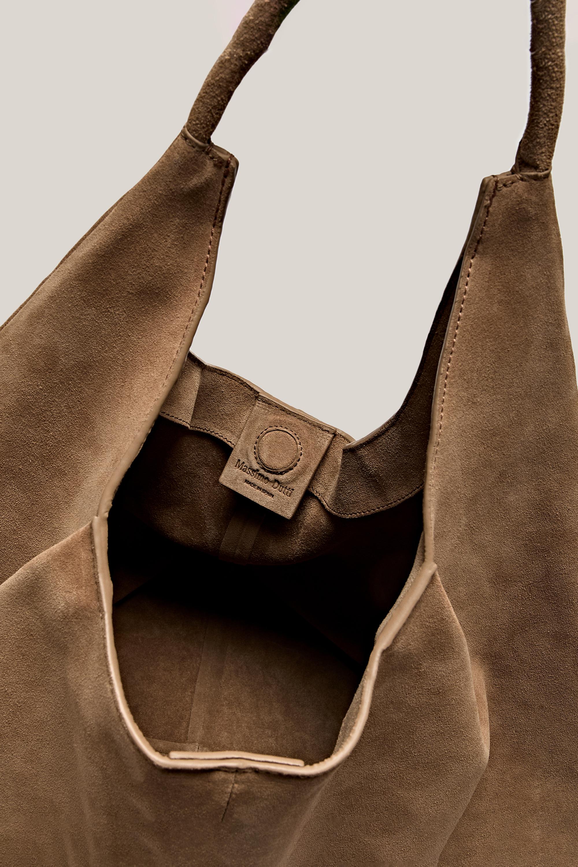 Split leather maxi shopper bag - LIMITED EDITION — SAND