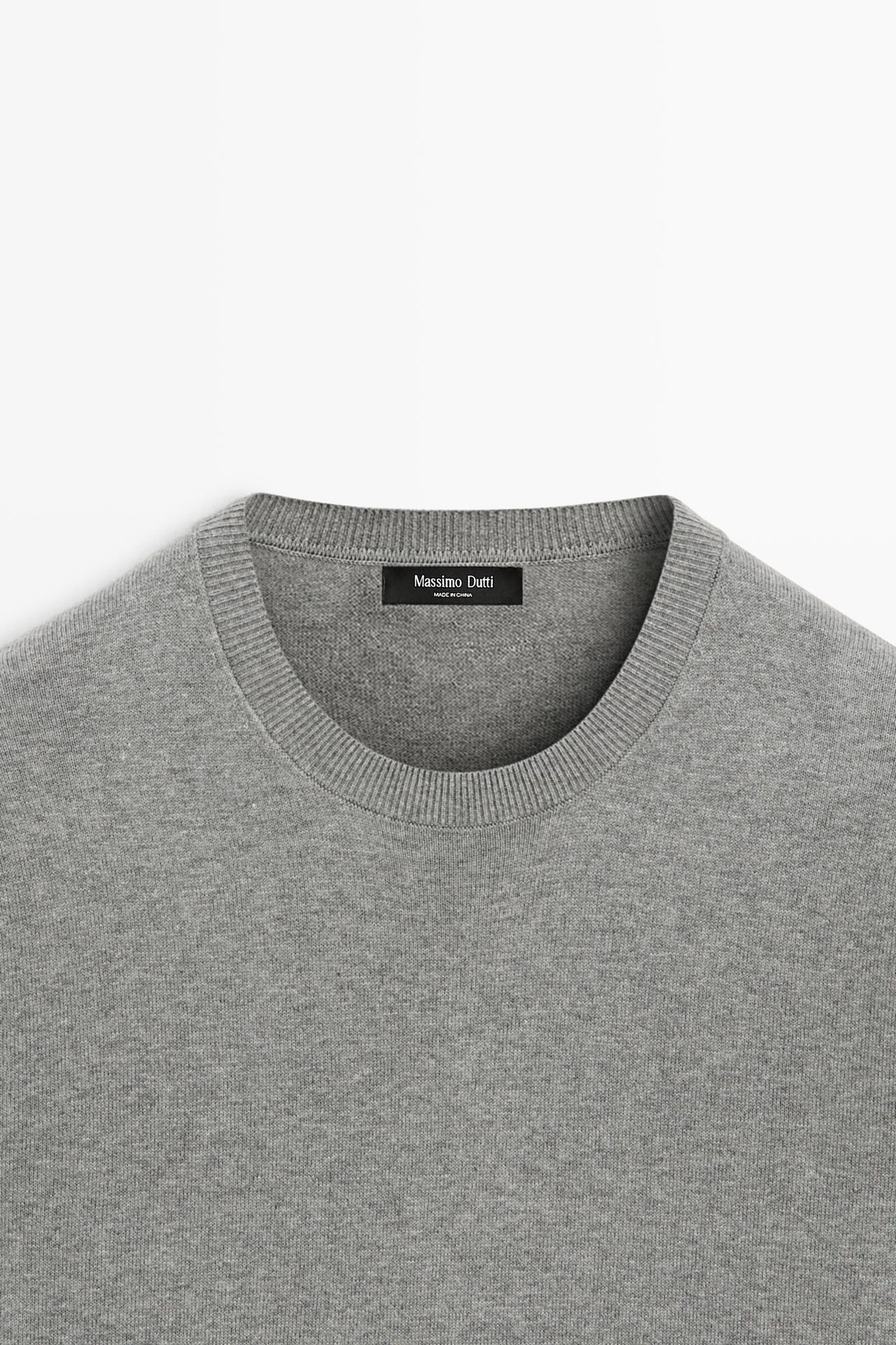 Cotton blend knit sweater — ANTHRACITE GREY