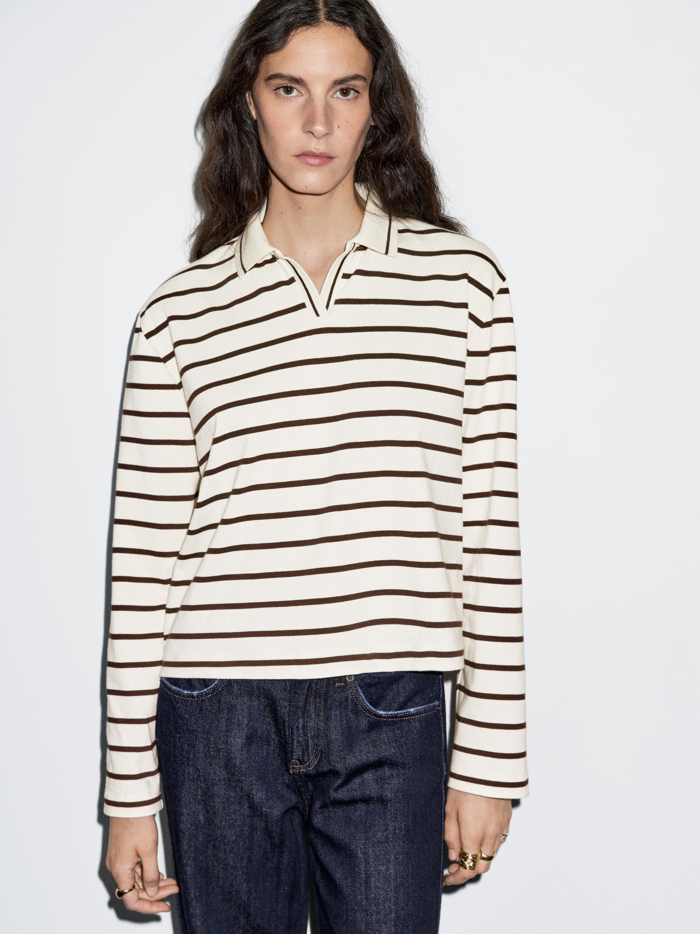 100% cotton striped polo shirt