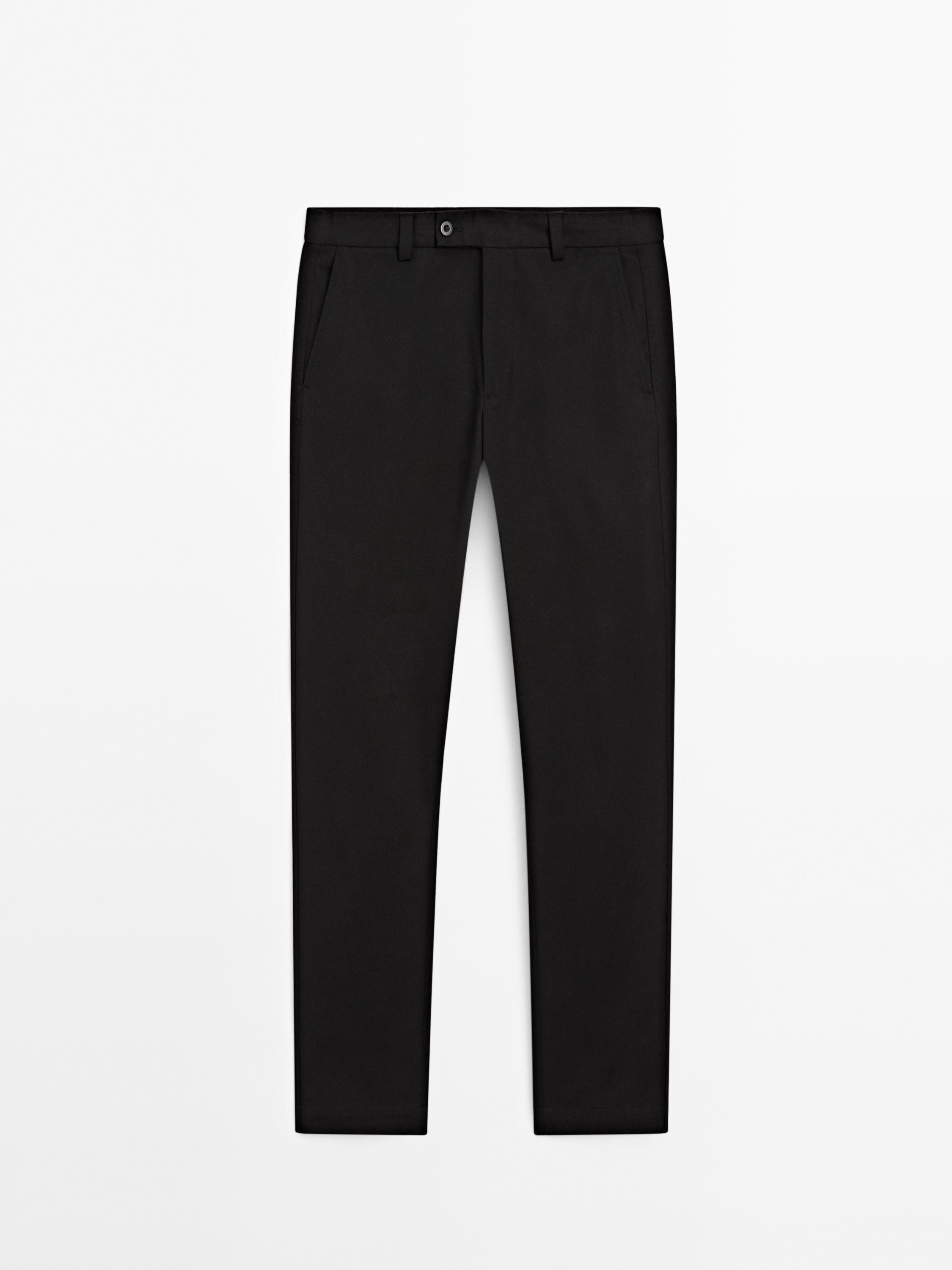 Pantalón sarga straight fit con algodón