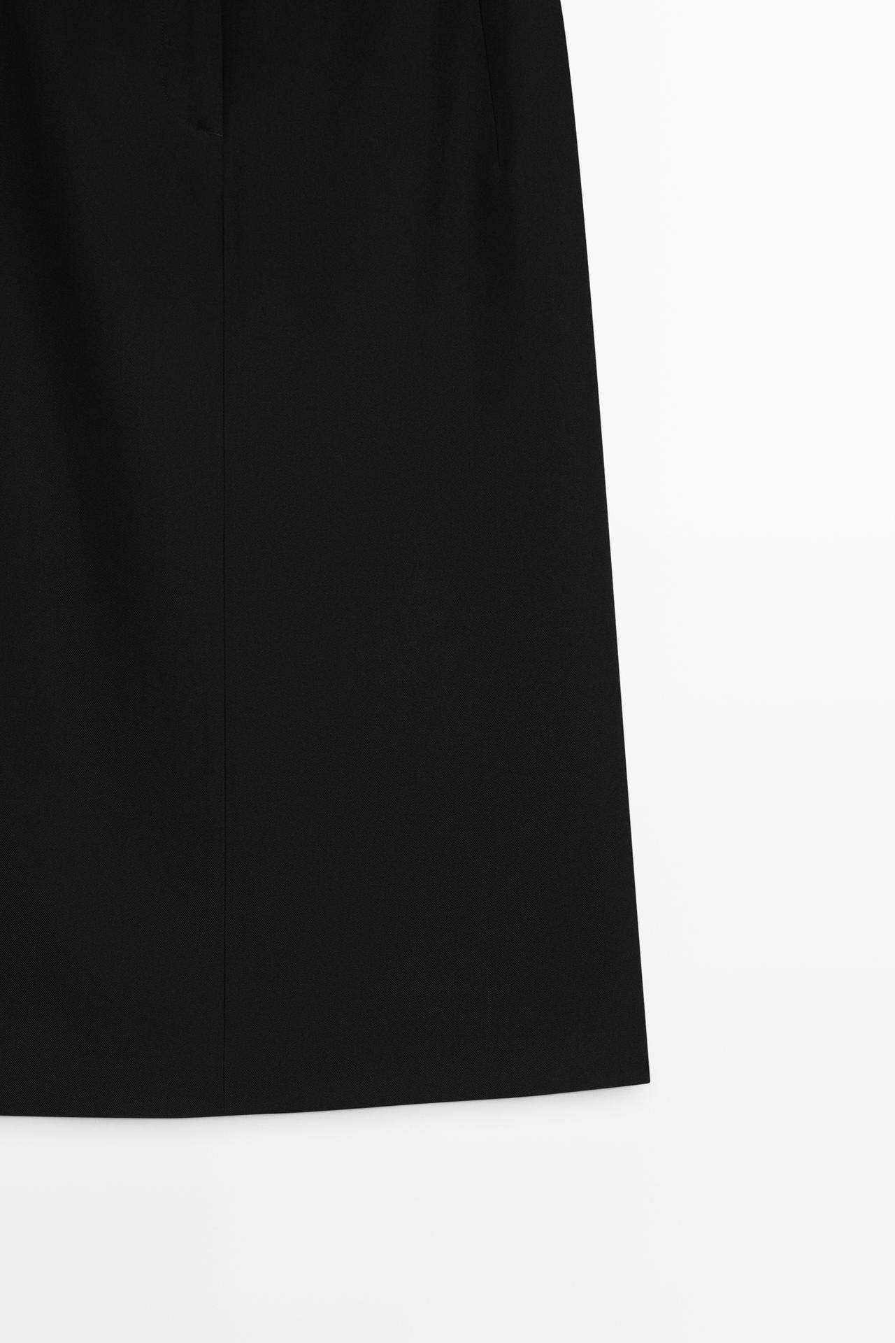 Straight wool blend midi skirt — DARK BLUE