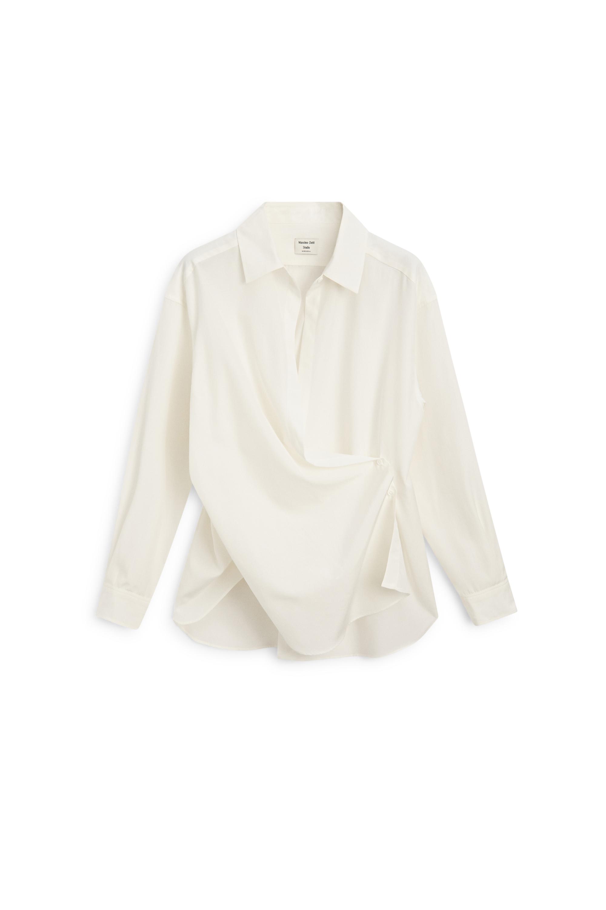 Flowing button-detail shirt - STUDIO — CREAM
