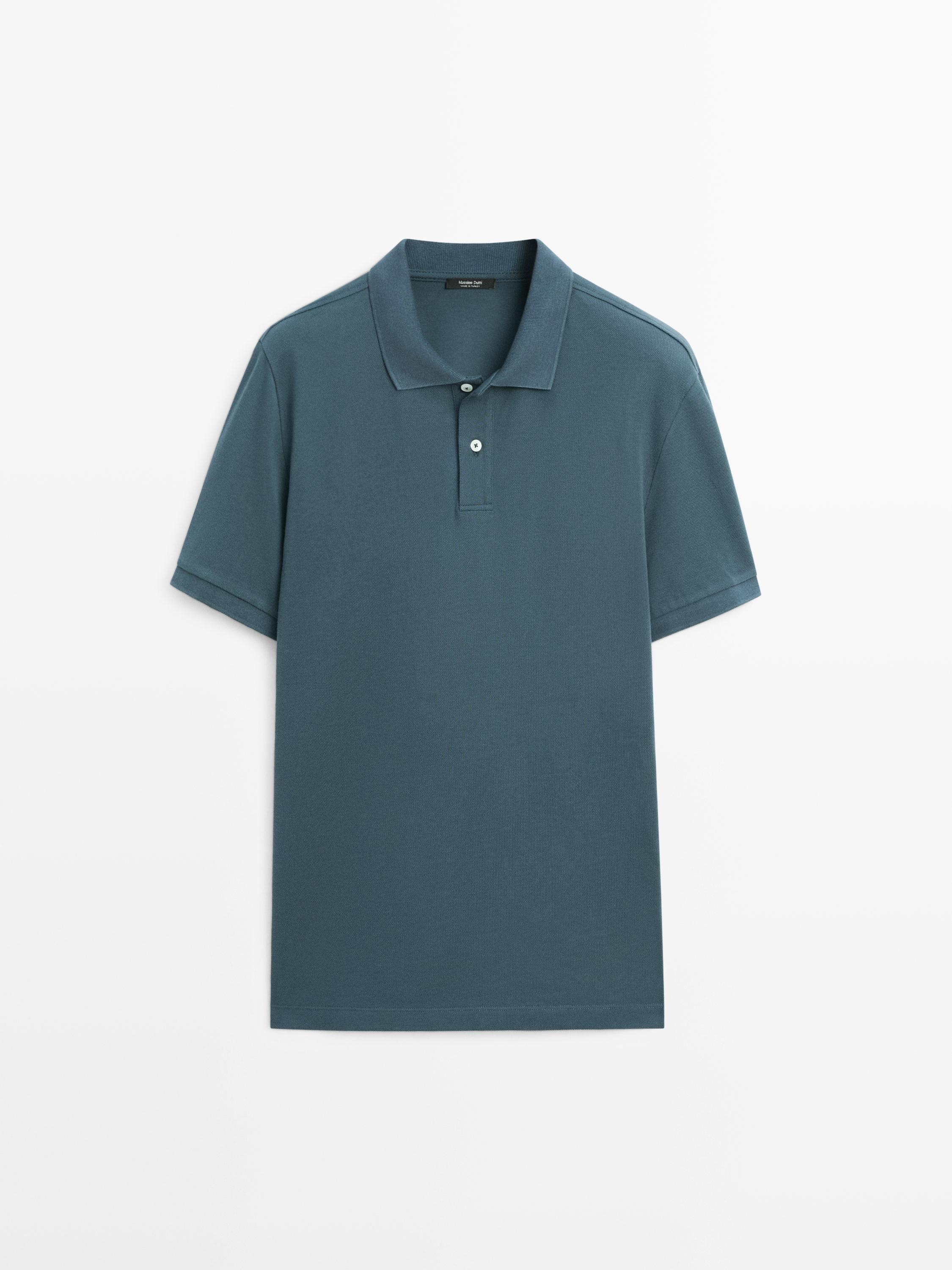 Micro textured cotton polo shirt