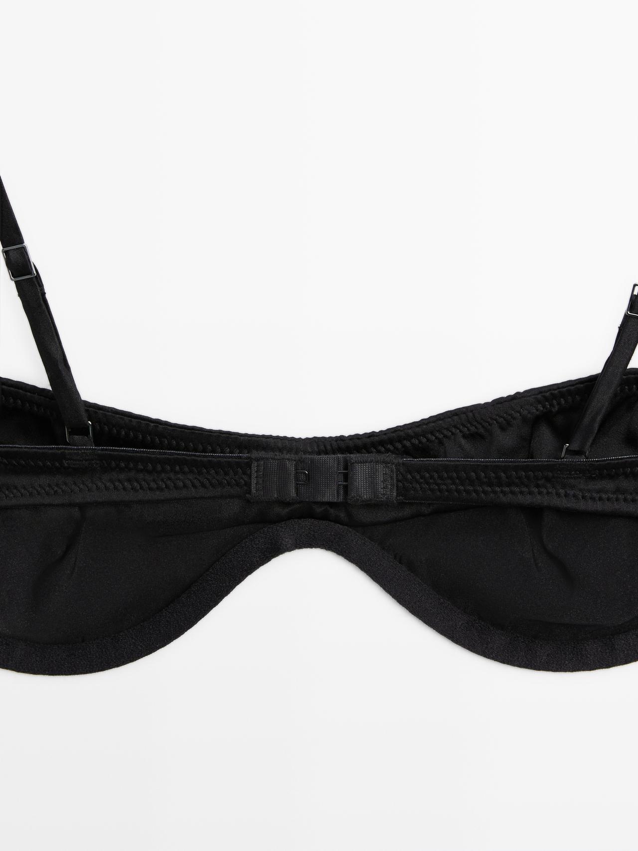 Bandeau top with underwire and seam detail — BLACK