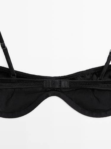 Bandeau top with underwire and seam detail — BLACK 7