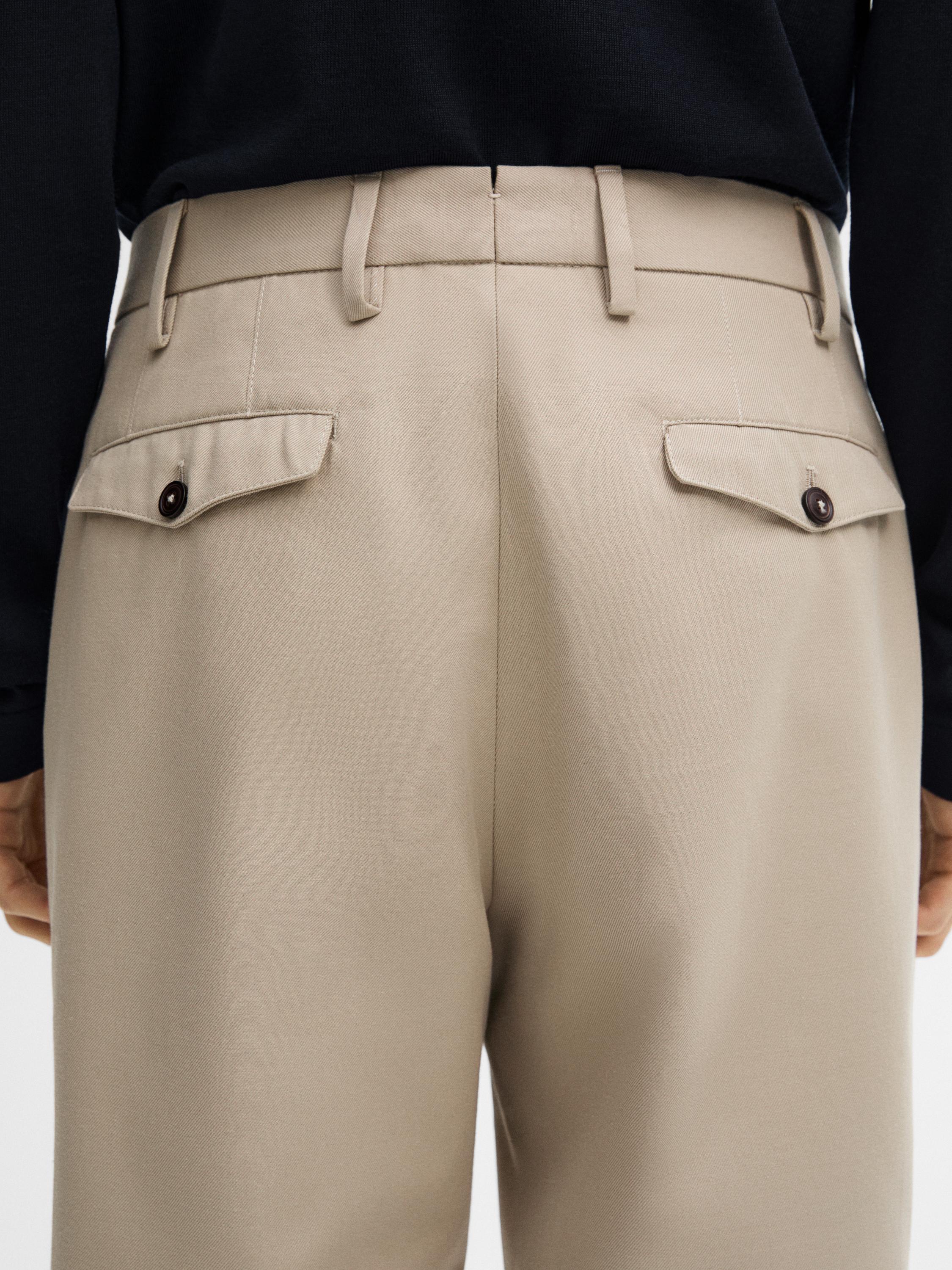 Cotton blend darted trousers