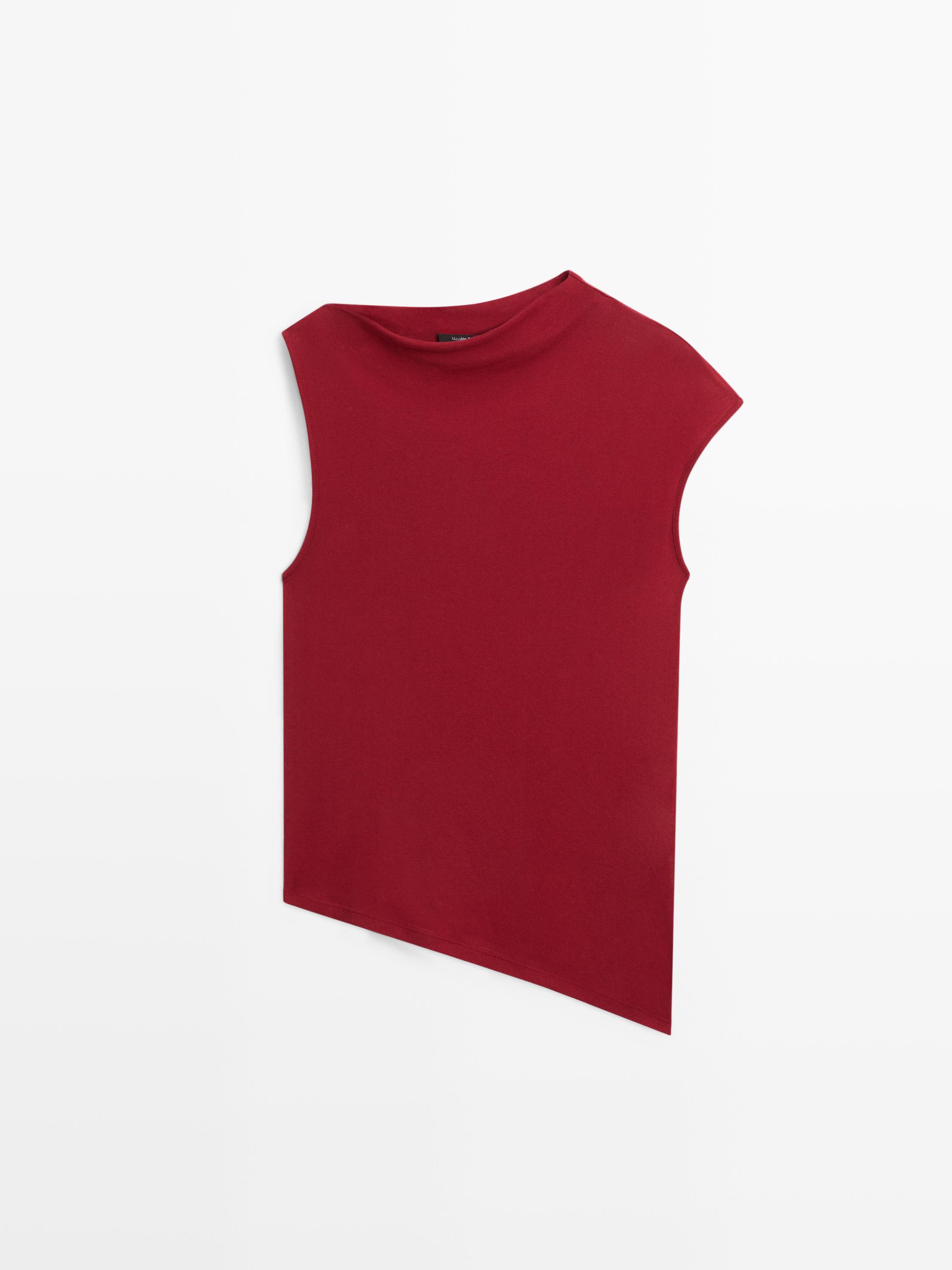 100% cotton top with asymmetric detail