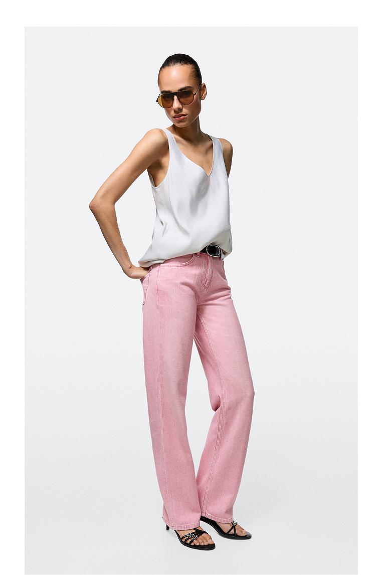 Low-rise straight-leg jeans — PINK