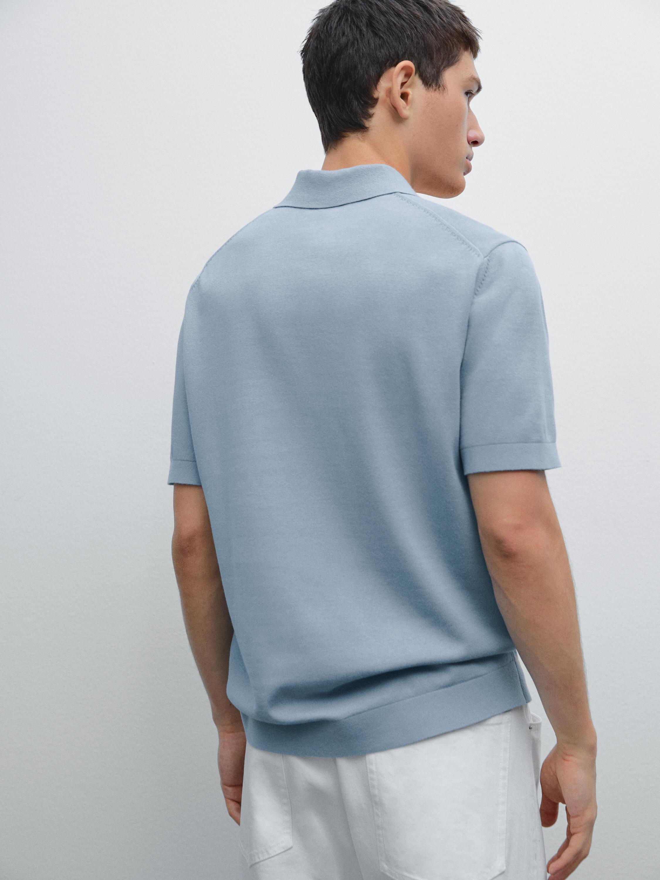 Cotton knit quarter-zip polo shirt