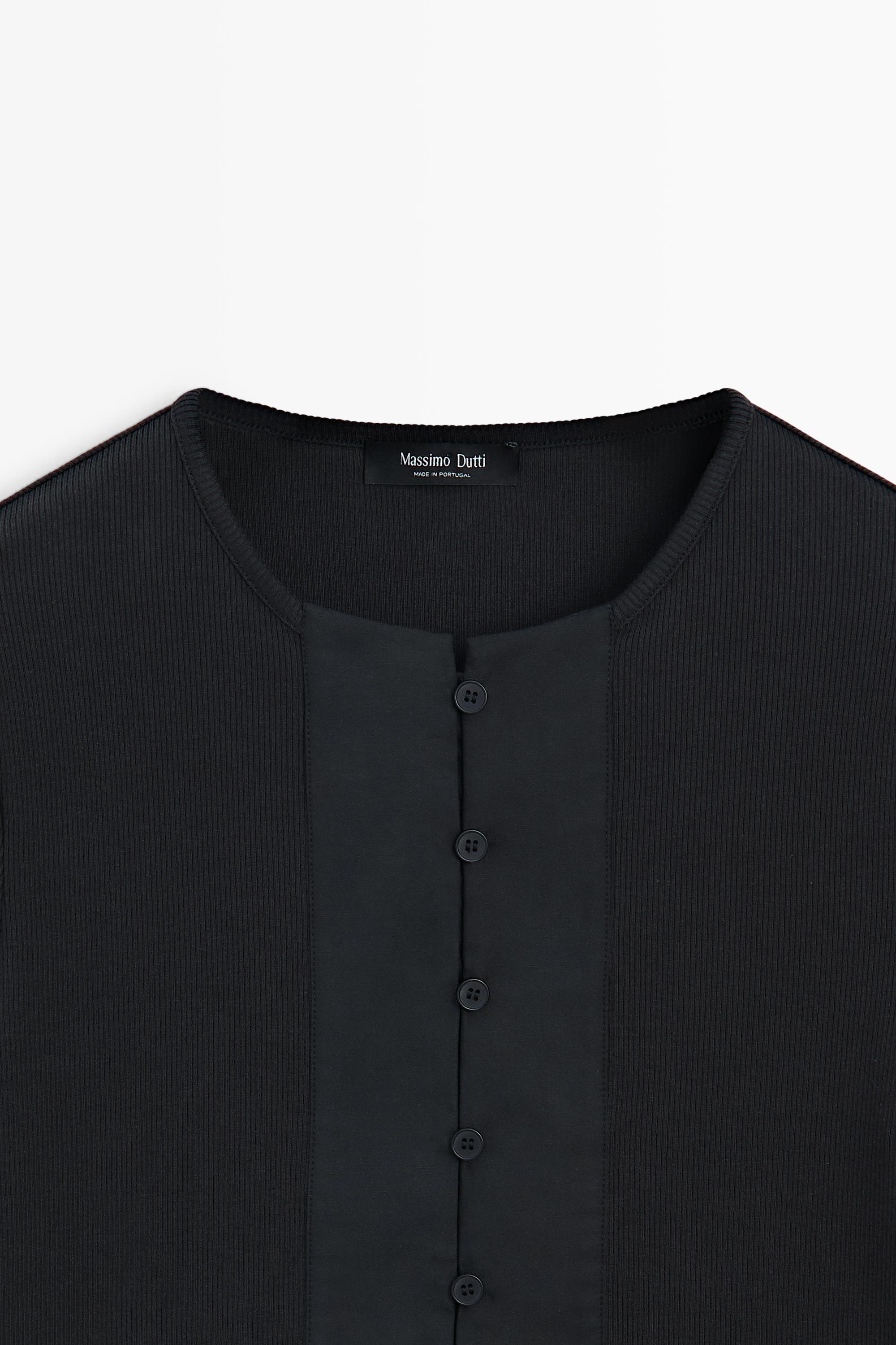 Cotton blend henley T-shirt with button detail — LEAD