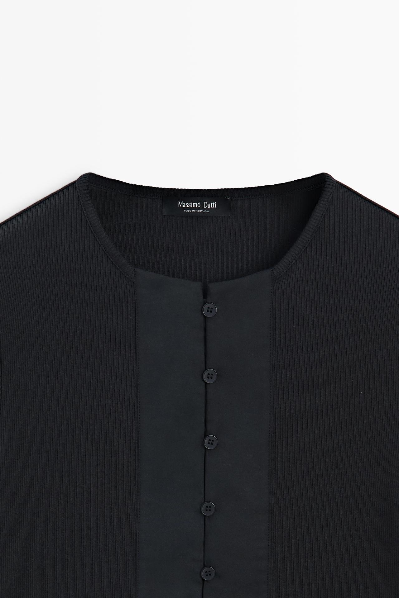 Cotton blend henley T-shirt with button detail — LEAD