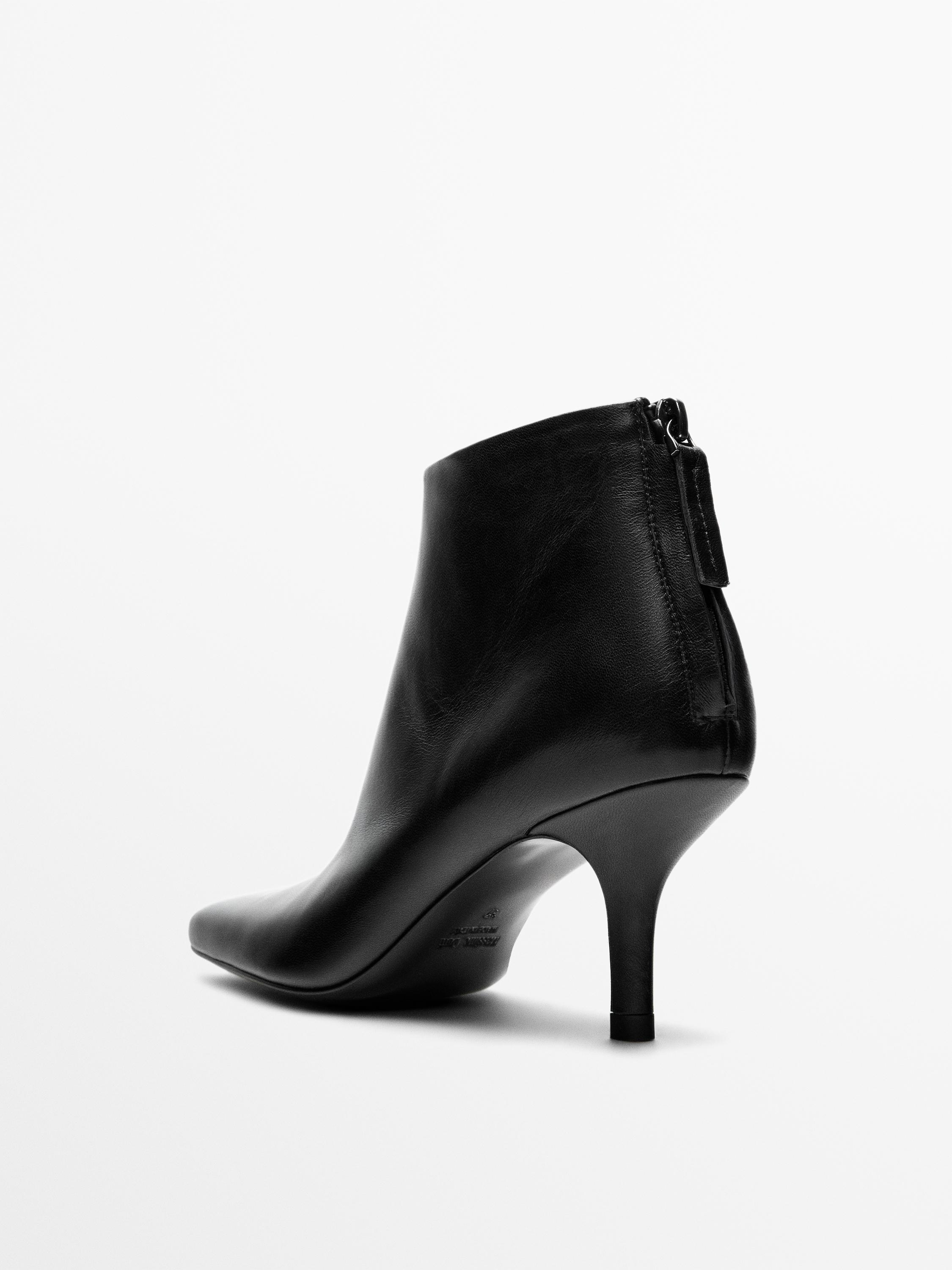 Leather heeled ankle boots - Made in Italy — BLACK