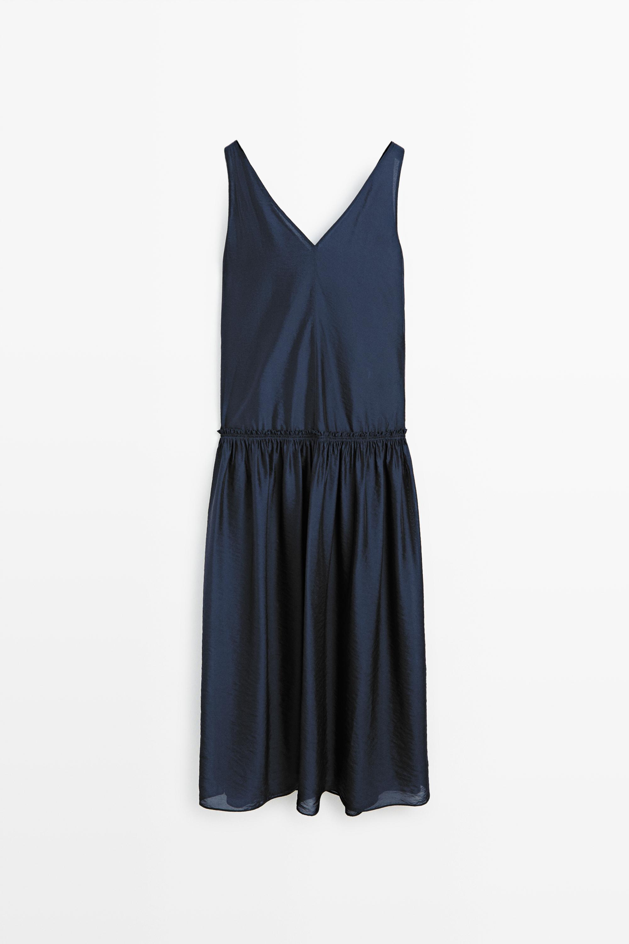 Flowing flared maxi dress — MEDIUM BLUE