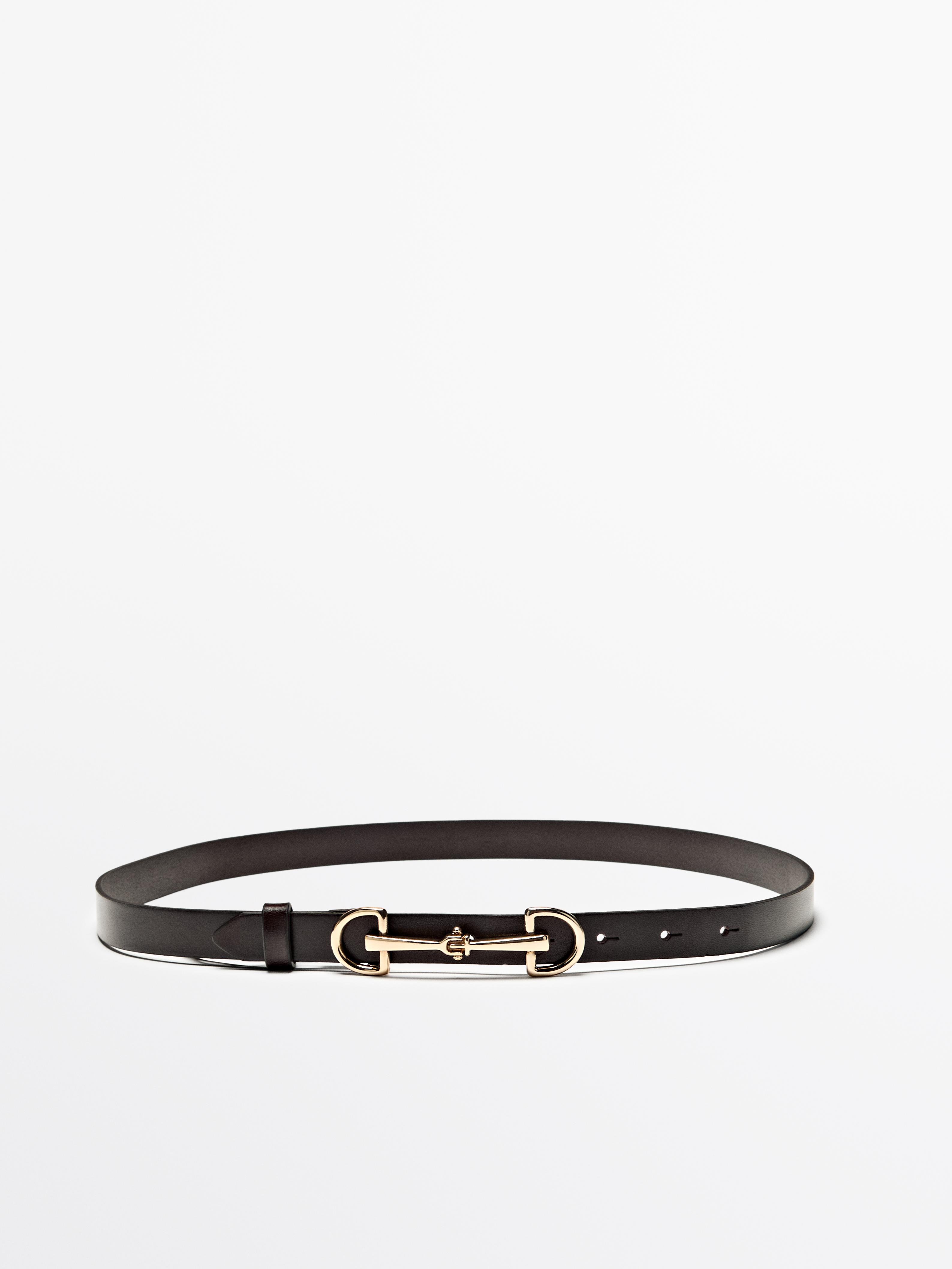 Equestrian nappa leather belt — BROWN