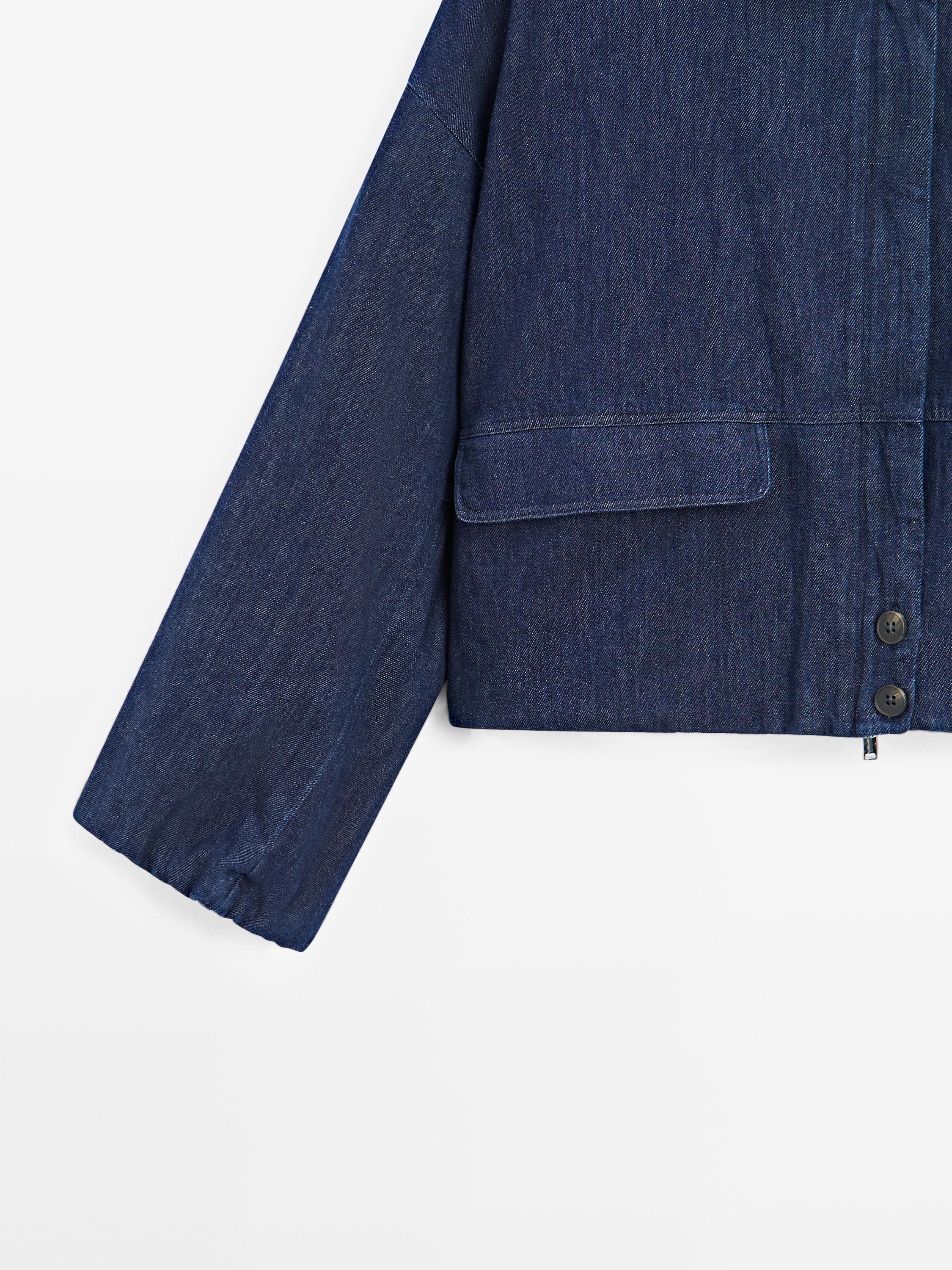 Jeans-Bomberjacke aus Baumwollmischgewebe