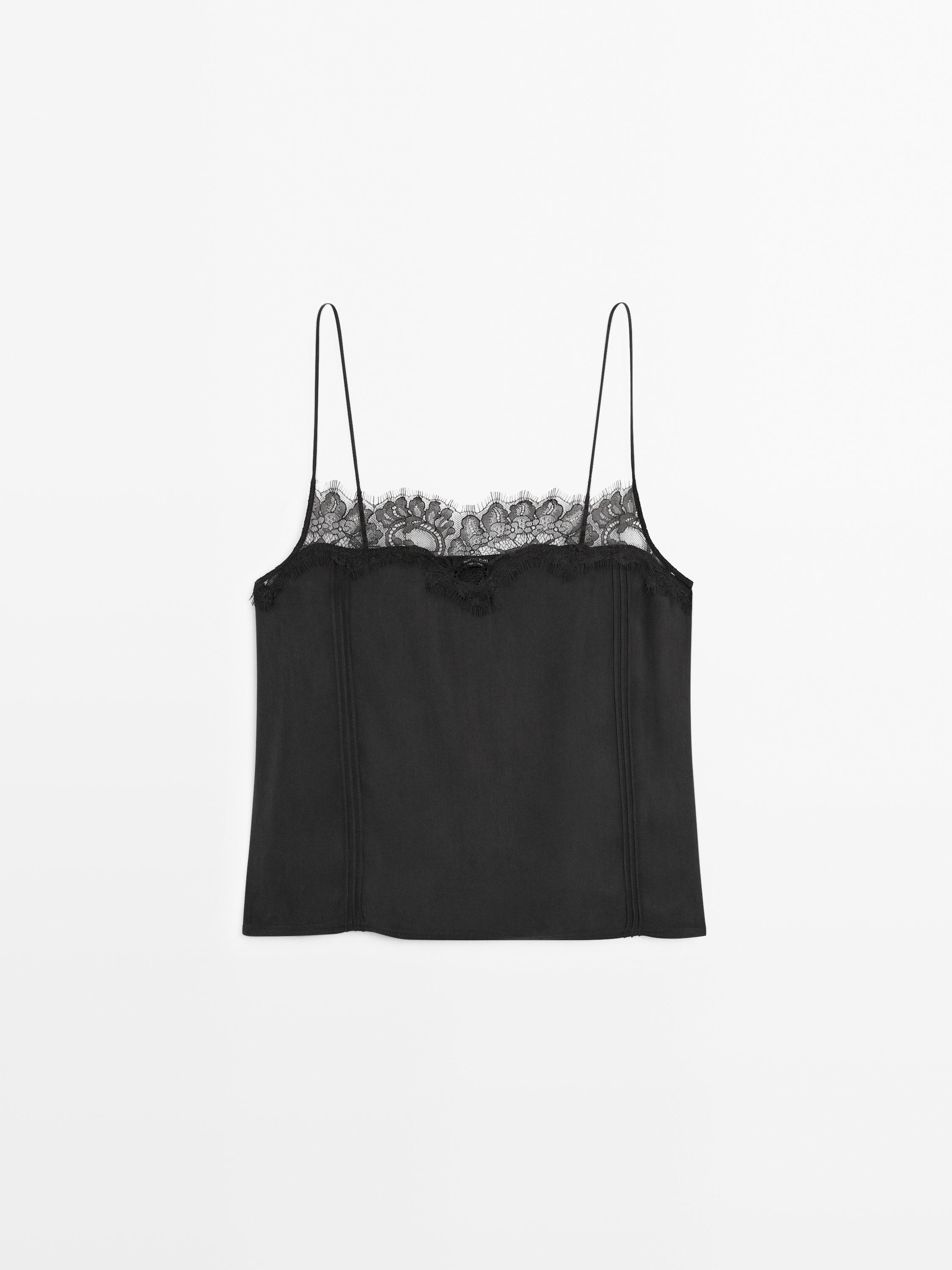 Strappy lace-trimmed top