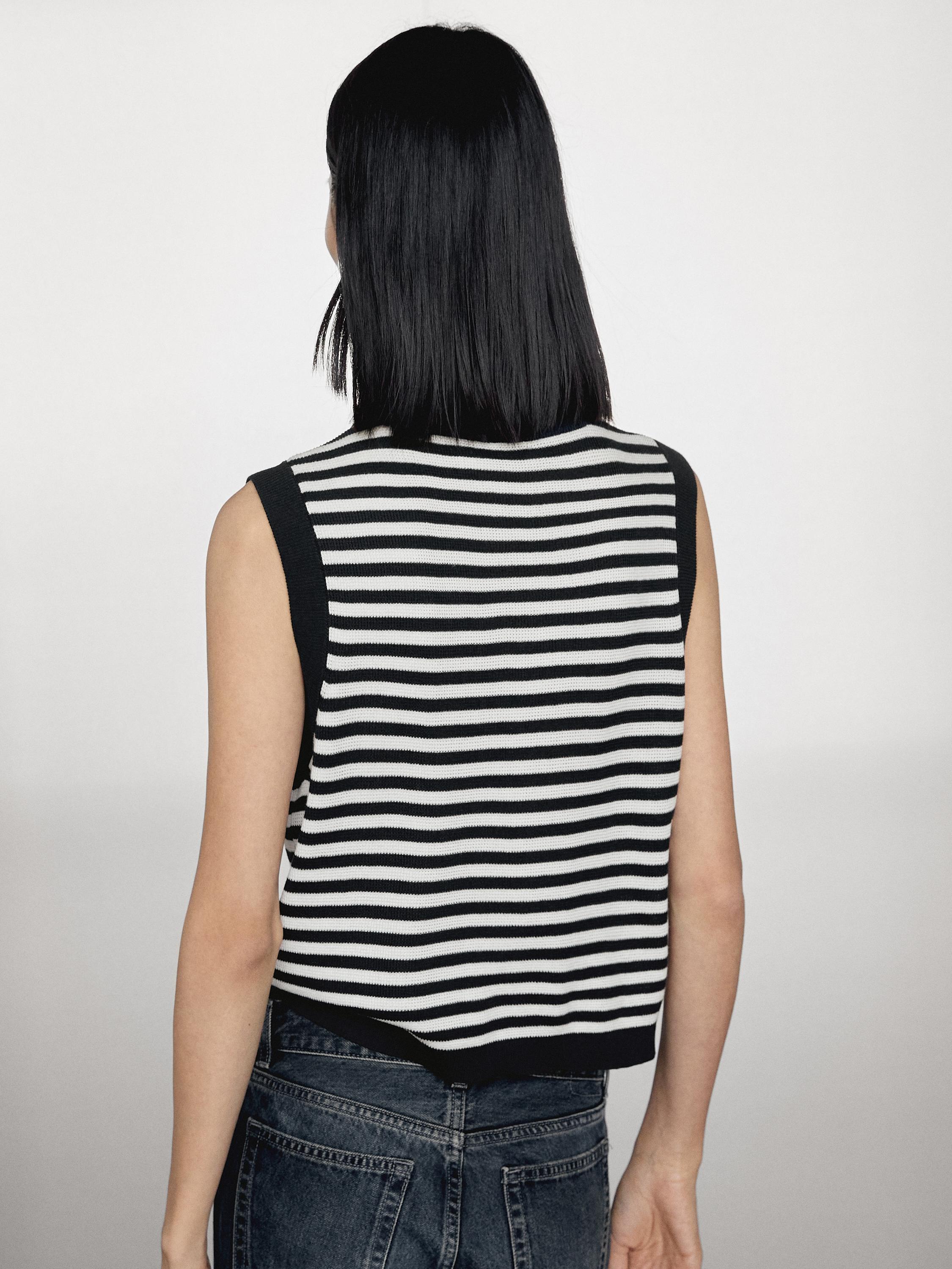 100% cotton knit vest with rhinestone buttons