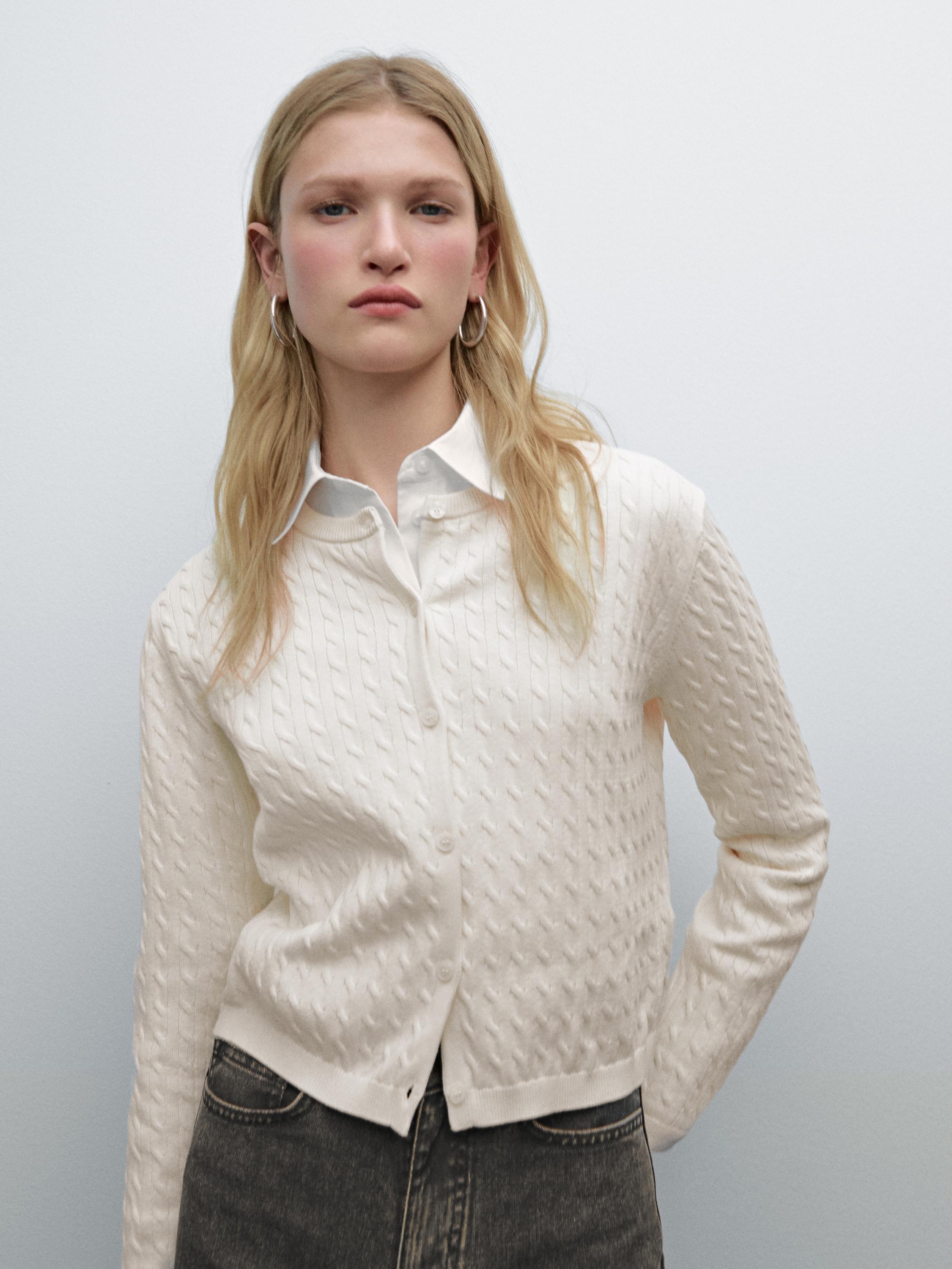 100% cotton cable-knit cardigan