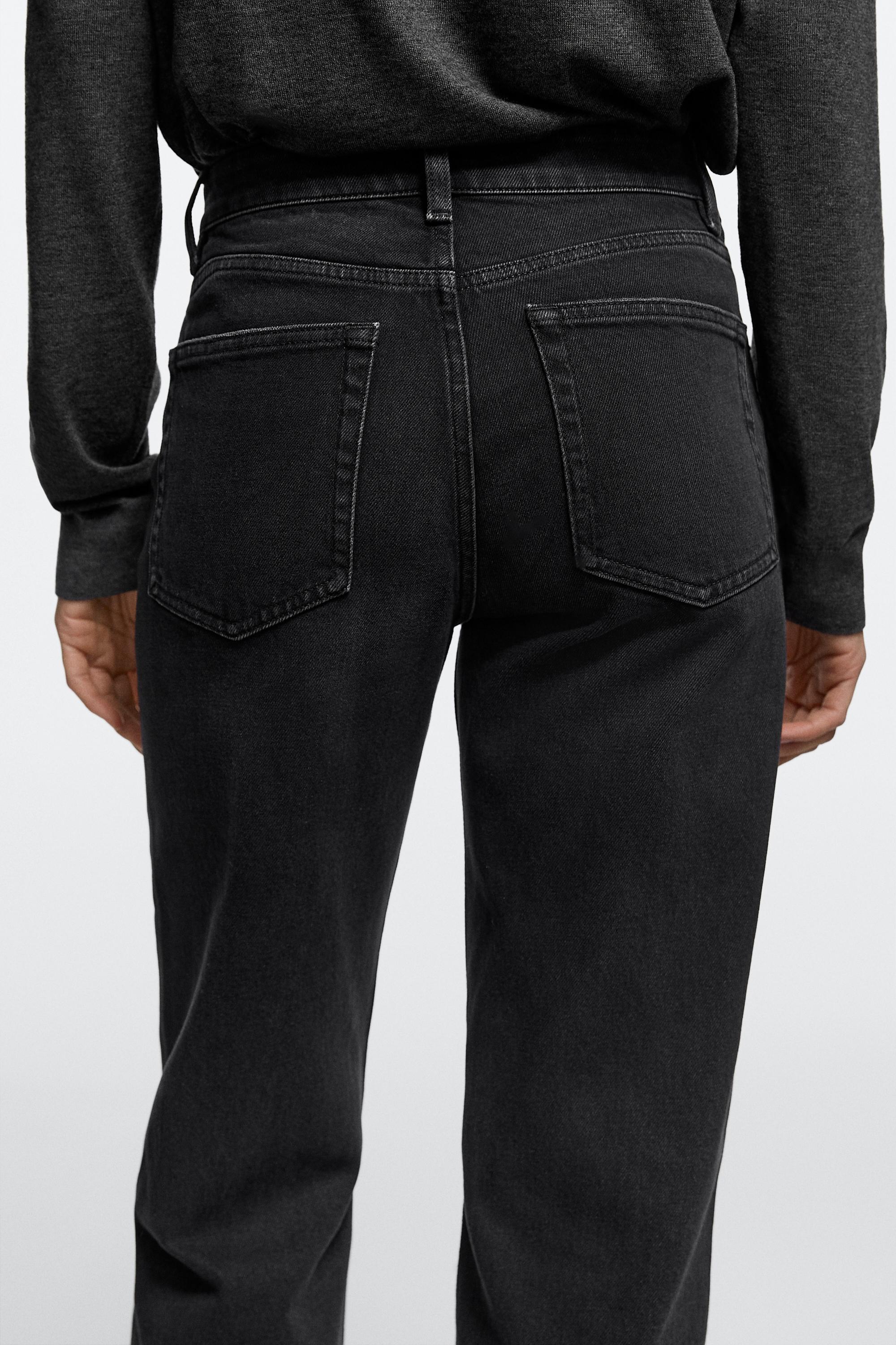 High-waist cropped straight-leg jeans — BLACK