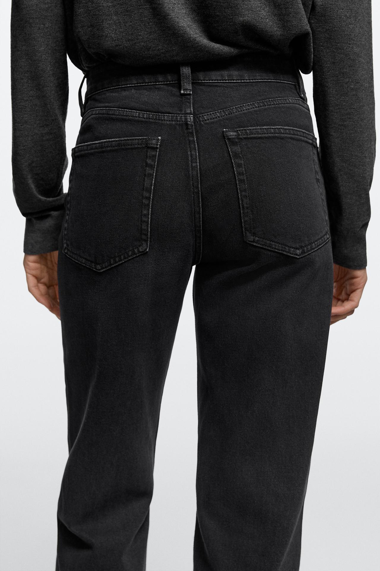 High-waist cropped straight-leg jeans — BLACK
