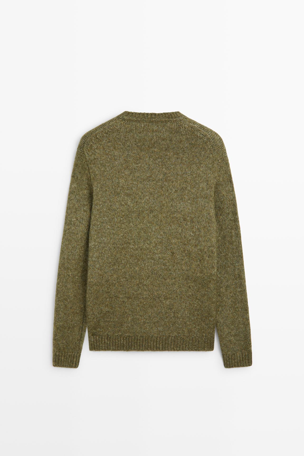 Flecked cotton-blend knit sweater — GREEN