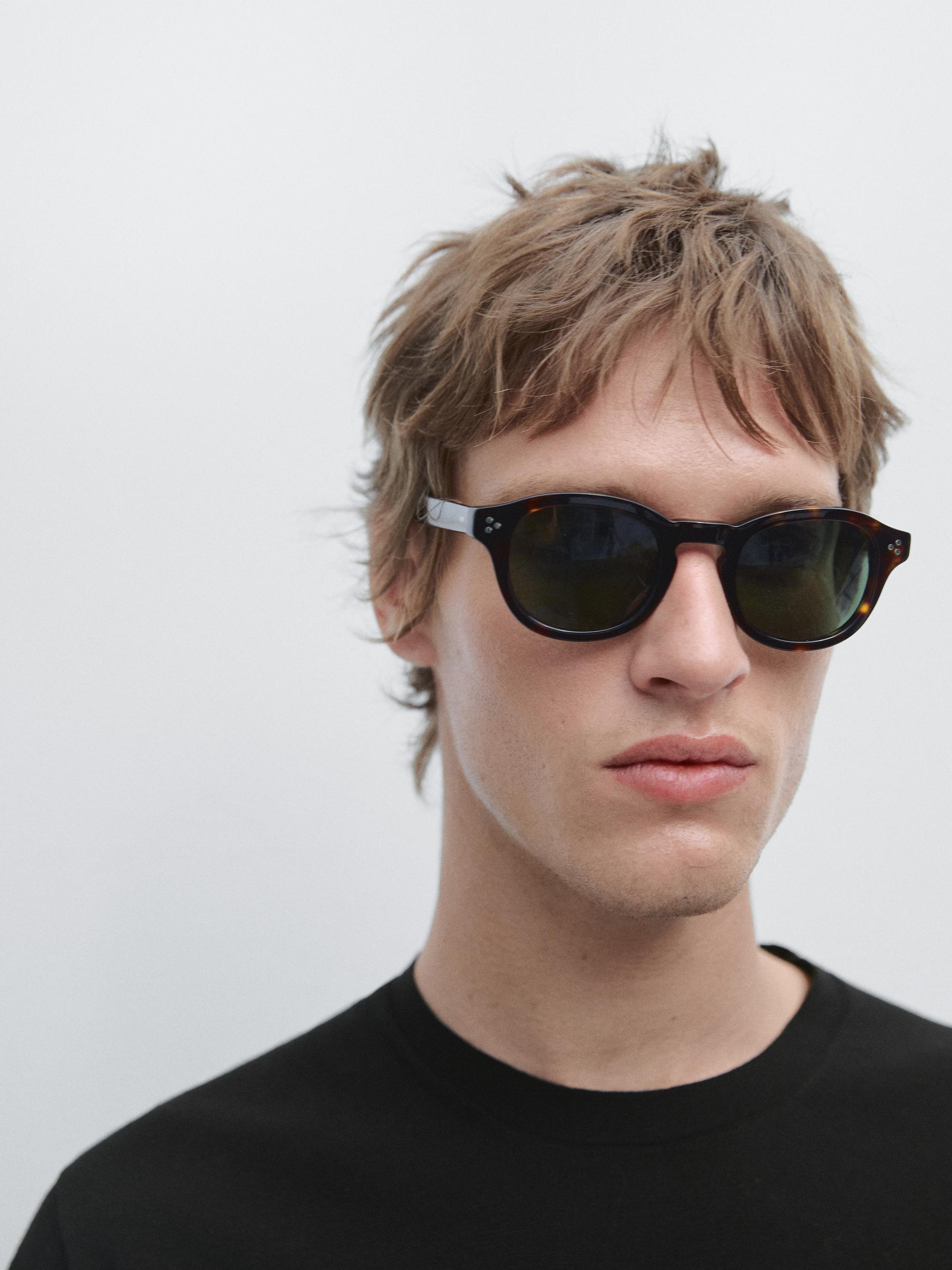 Dzianinowa Koszulka Bawełniana - Czarny - M - Massimo Dutti - Mężczyzna