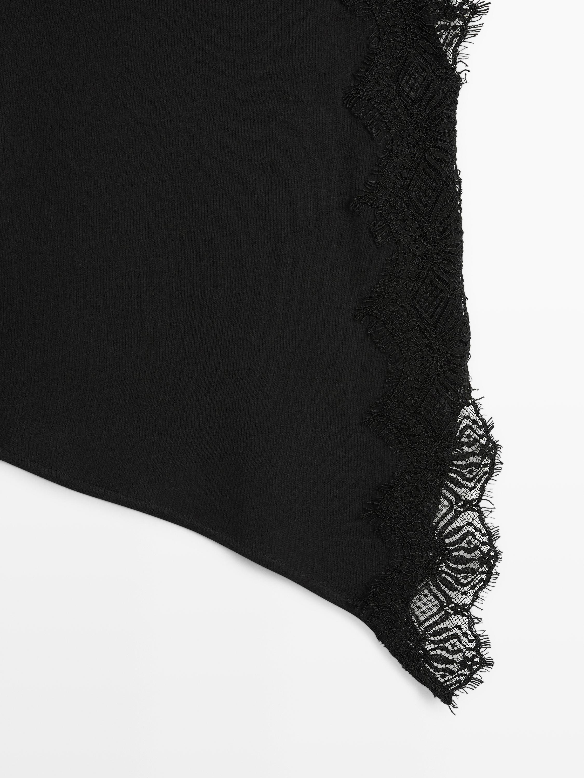 Sleeveless top with lace detail — BLACK