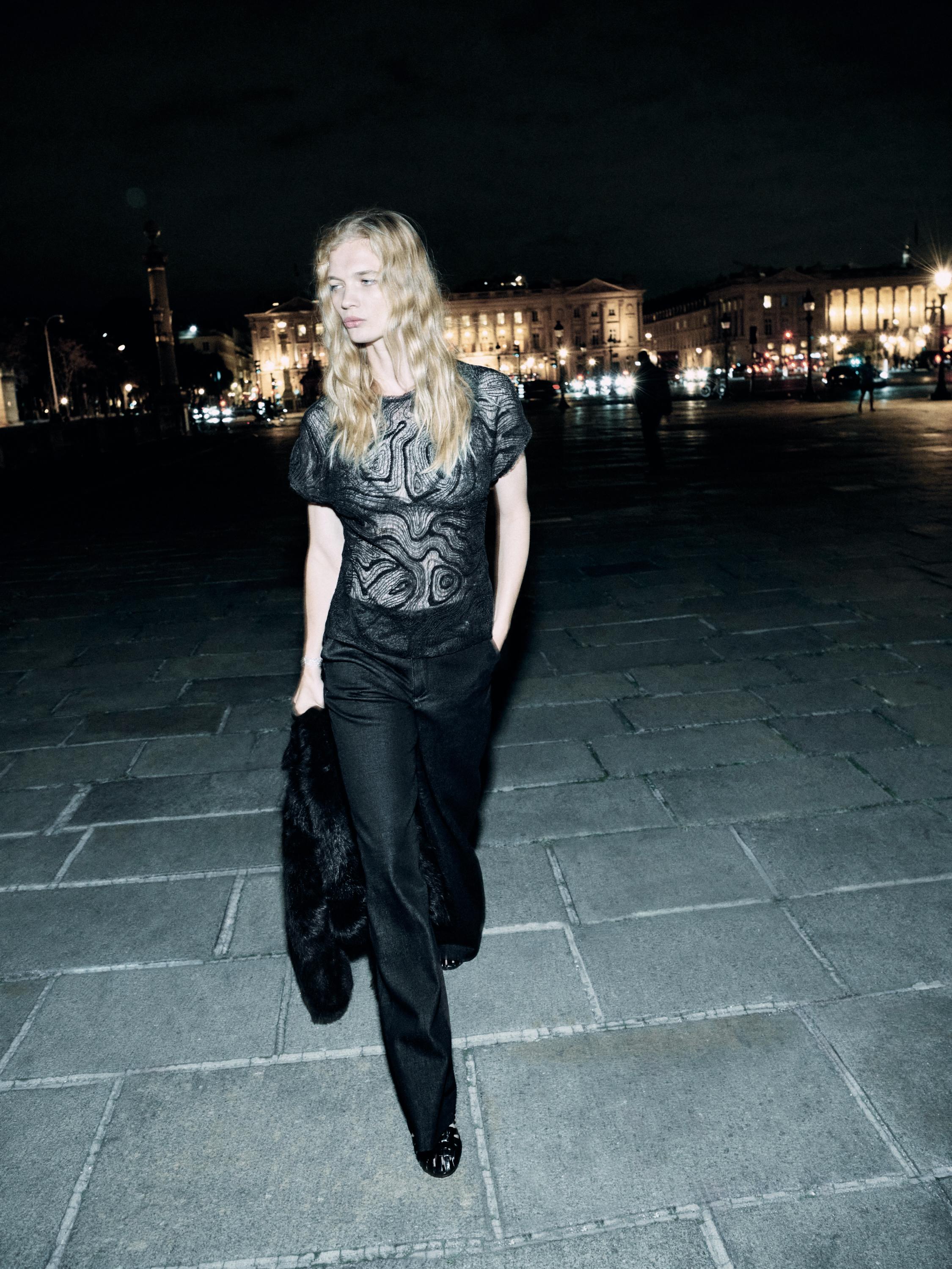 Semi-sheer embroidered top