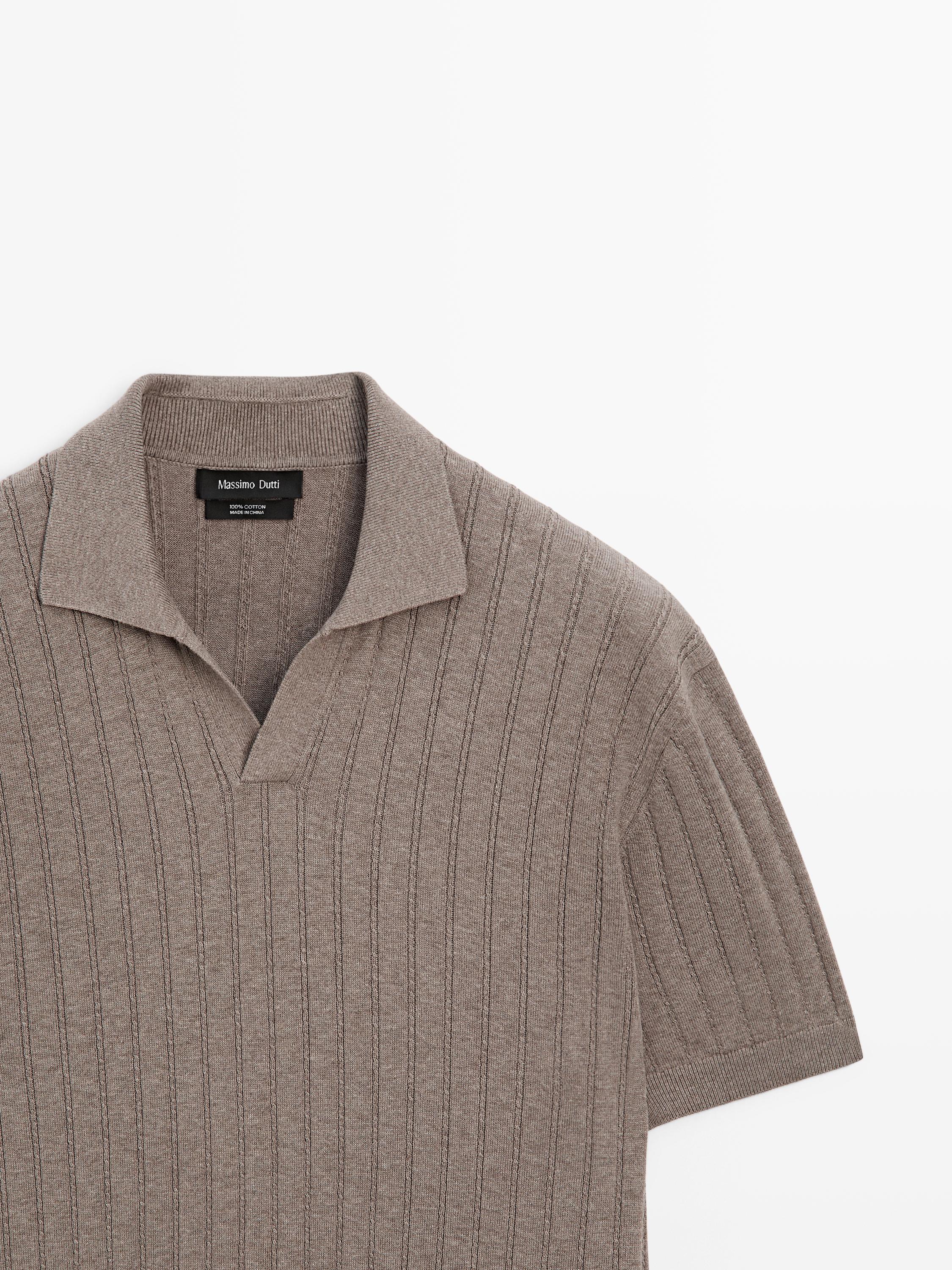 Cable-knit polo sweater — MINK