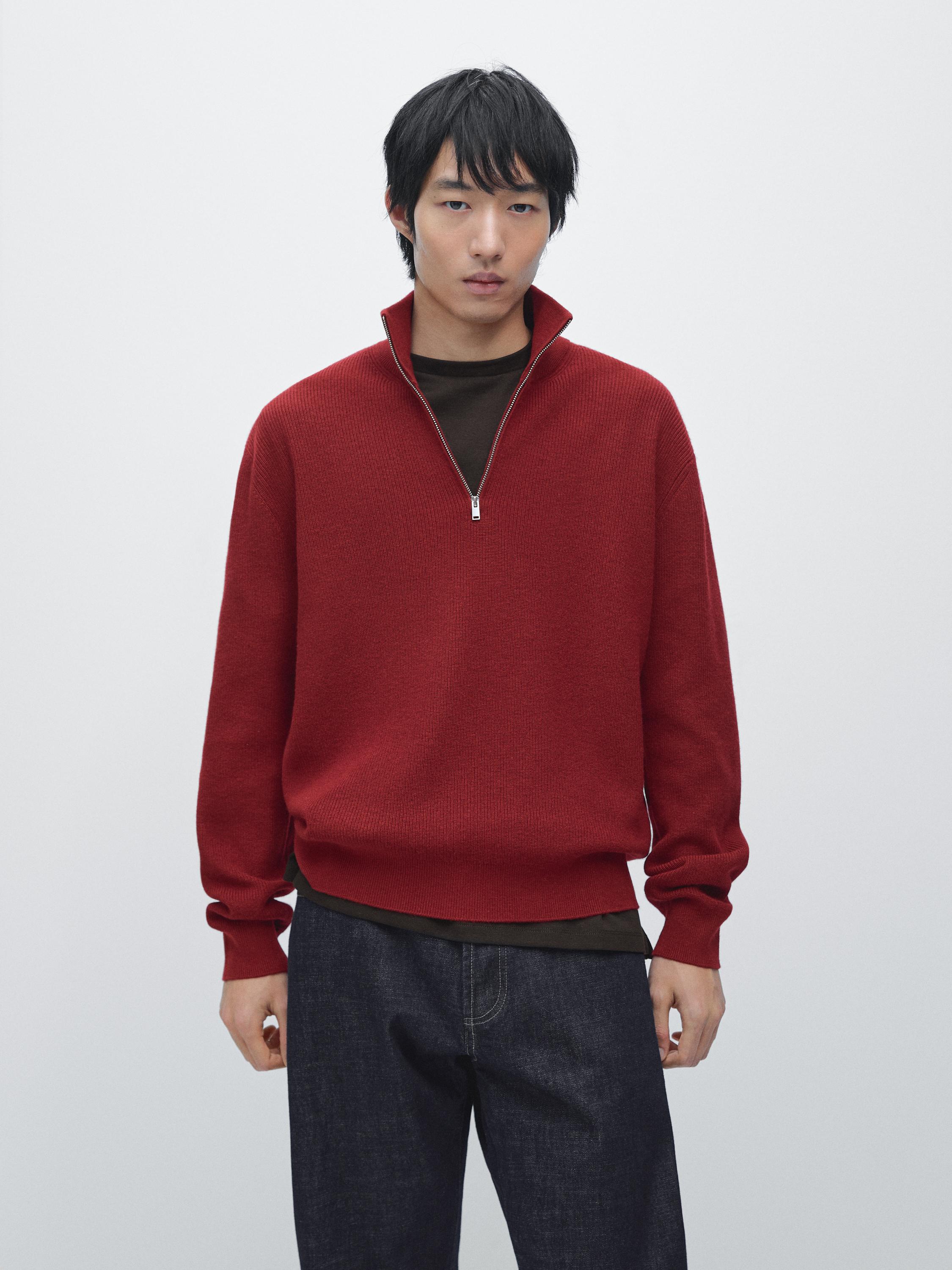 Jersey punto mock cremallera lana algodón