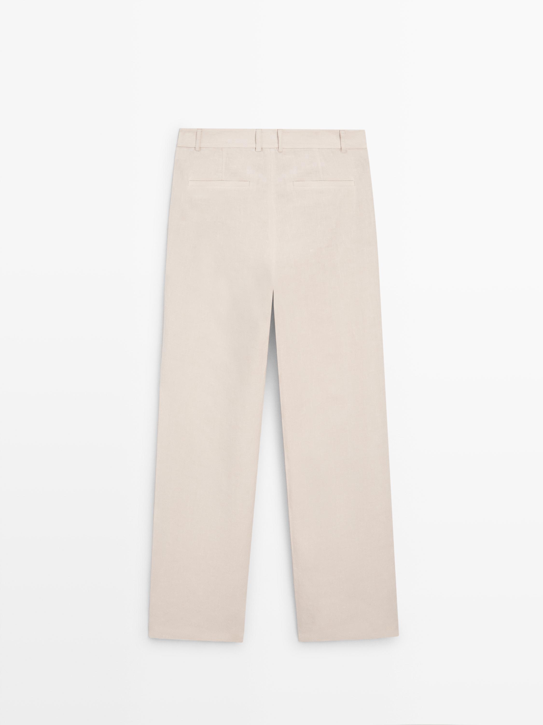 100% linen relaxed fit trousers — Off white