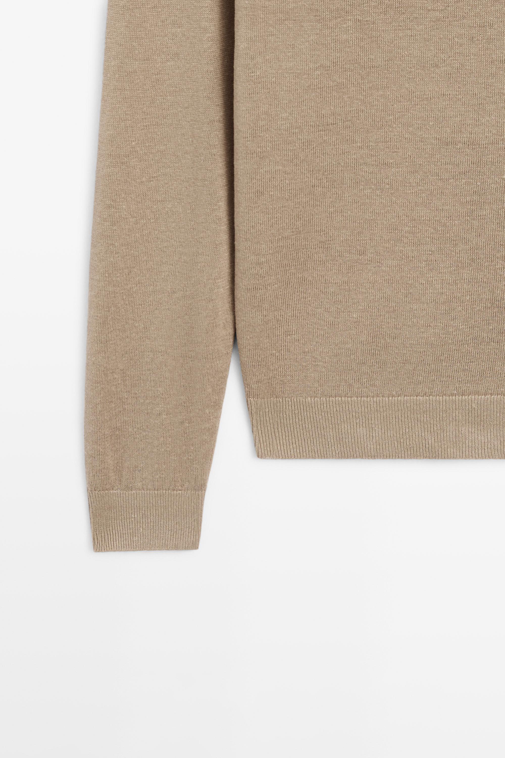 100% linen knit crew neck sweater — Sand beige