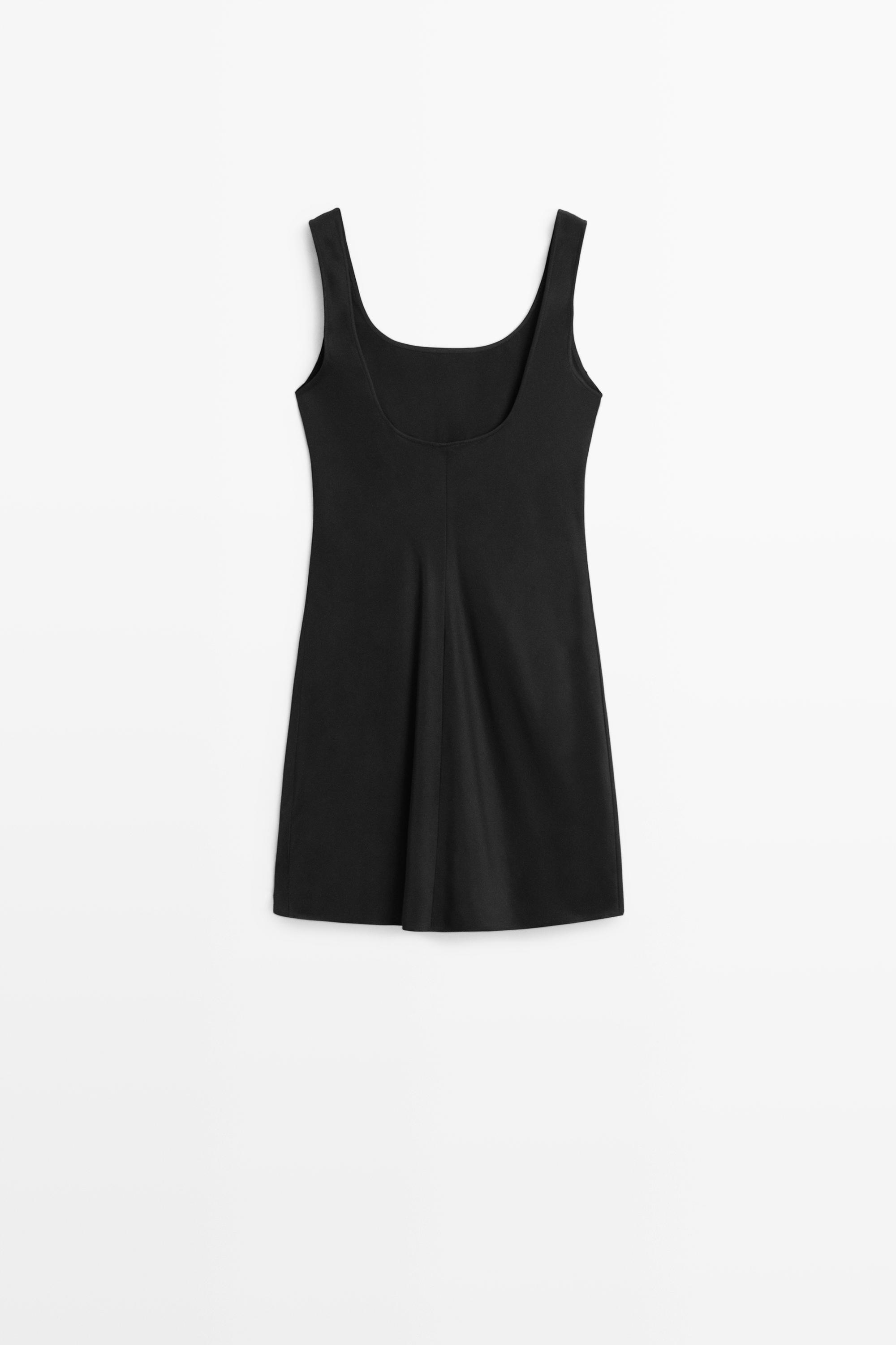 Flowing short strap dress — BLACK