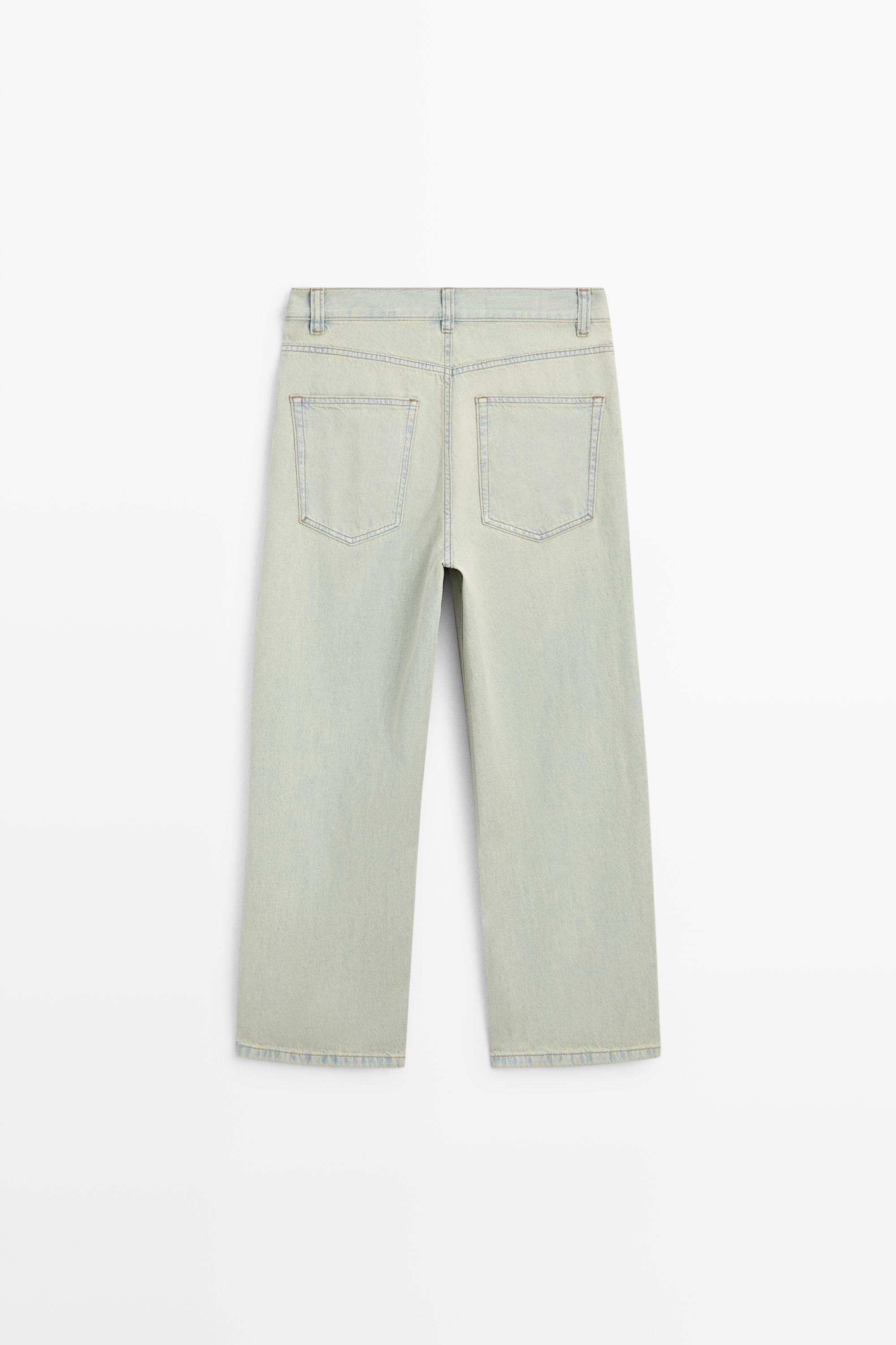 Mid-waist cropped wide-leg jeans — BLUE