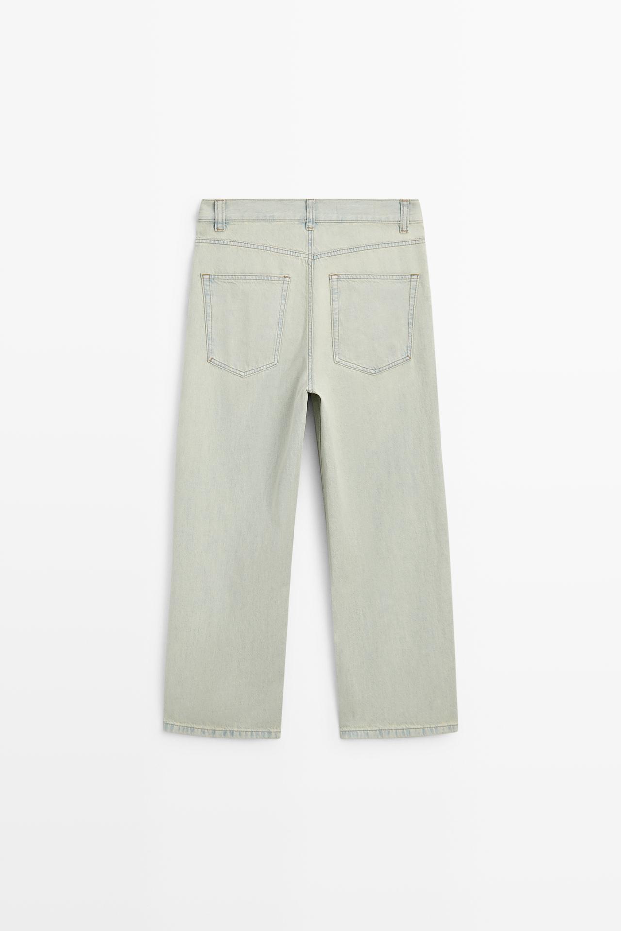 Mid-waist cropped wide-leg jeans — BLUE