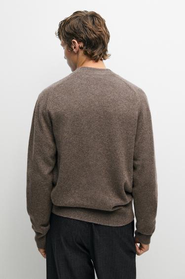 100% cashmere knit bomber cardigan — Sand 5