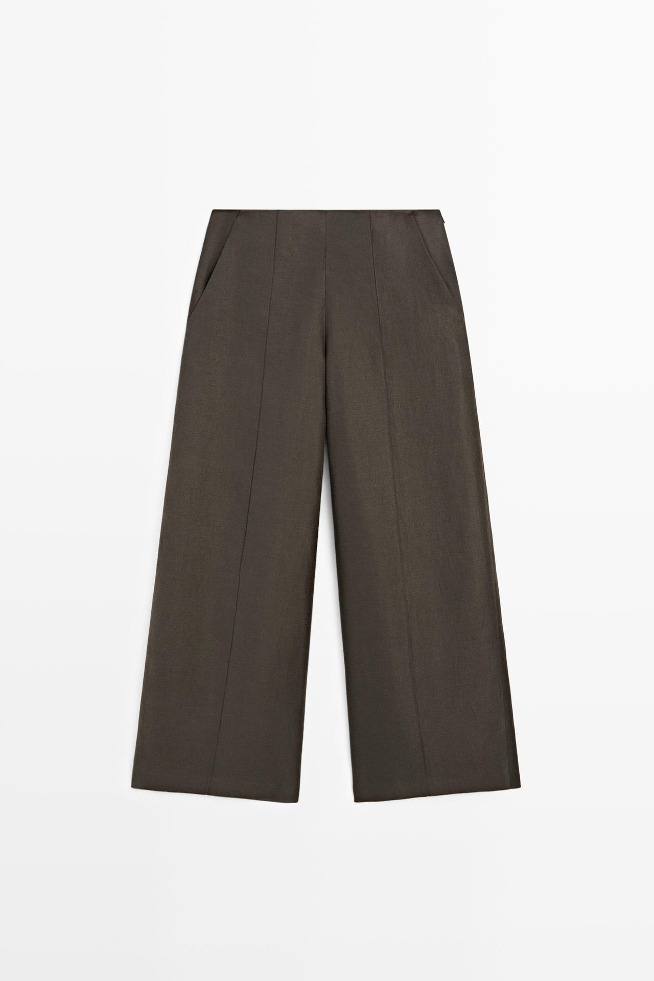 100% linen flowing pants — BROWN MARL