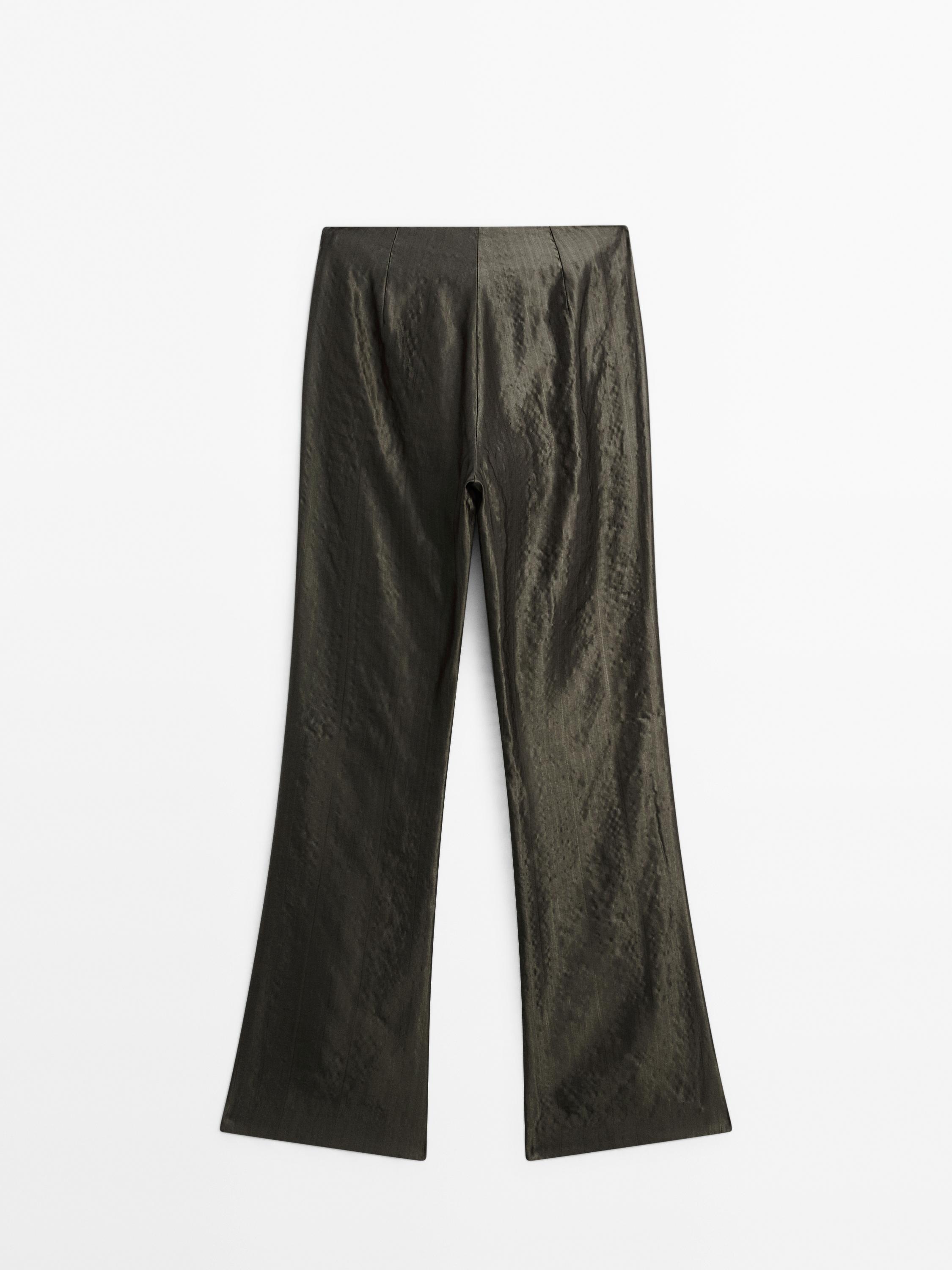★ Massimo Dutti★ Mid-rise jacquard pants 05027679529 Flowing wide-leg jacquard trousers · Mole Brown · Dressy