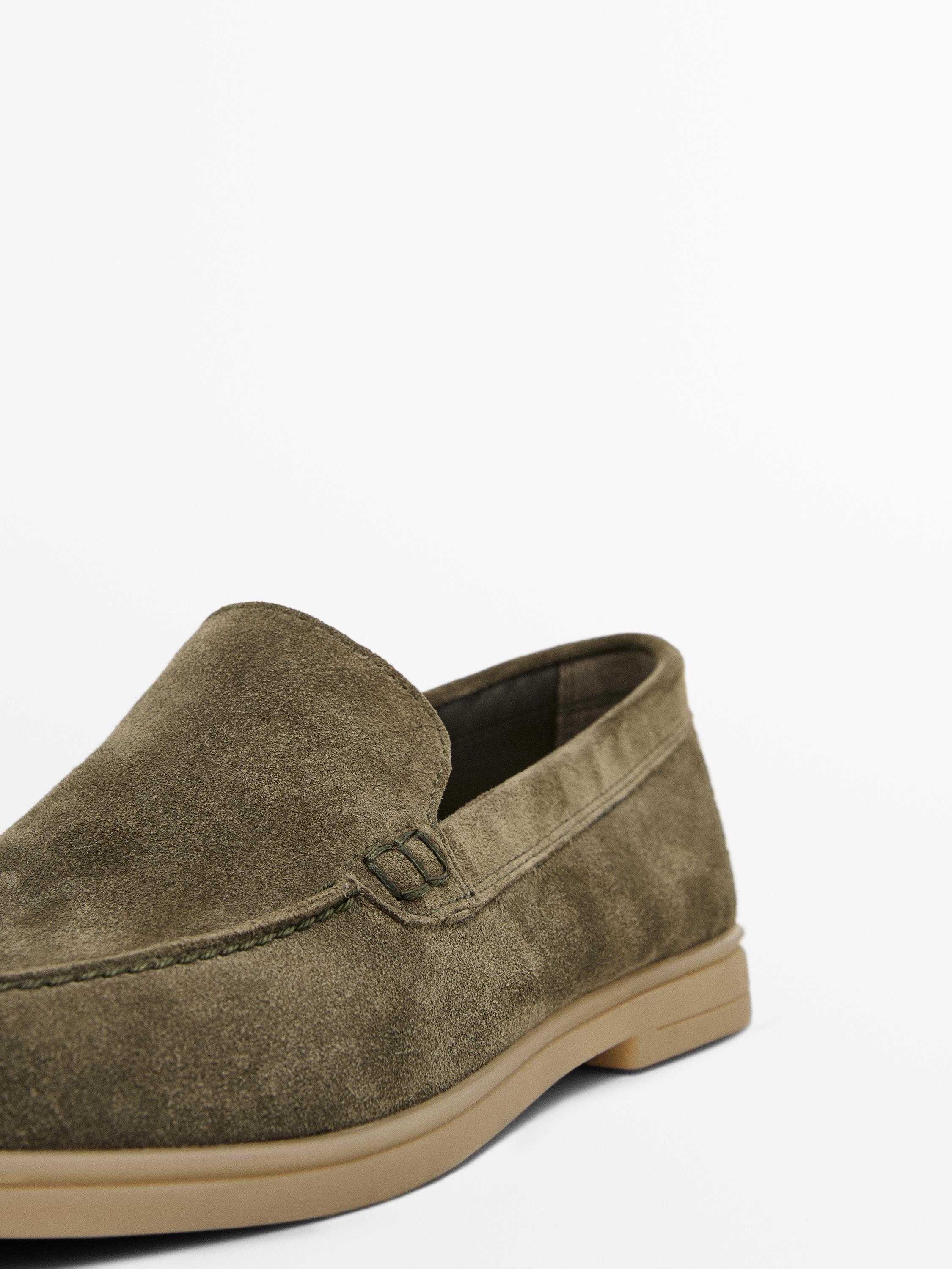 Split leather loafers — KHAKI
