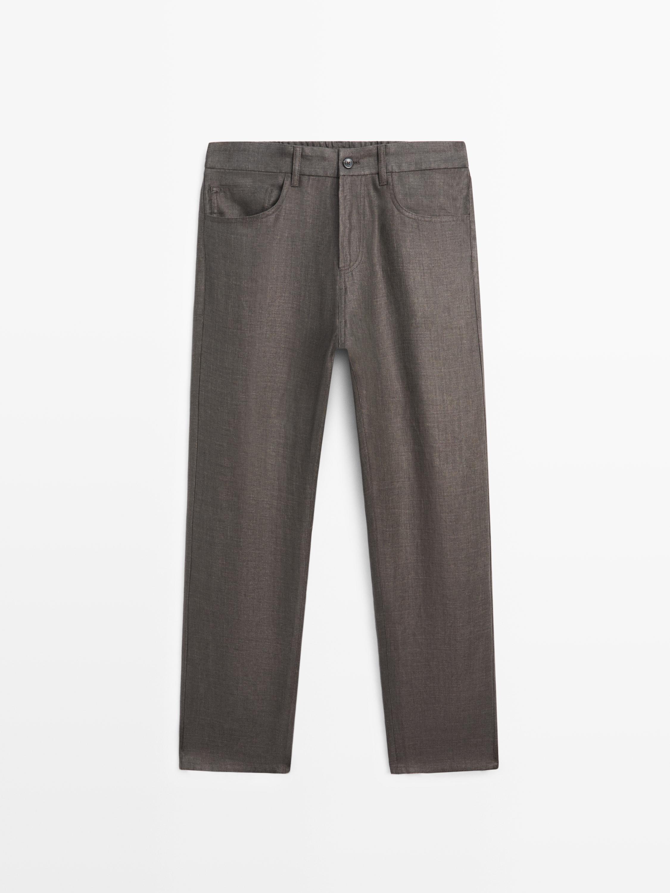 Linen semi-jogger trousers