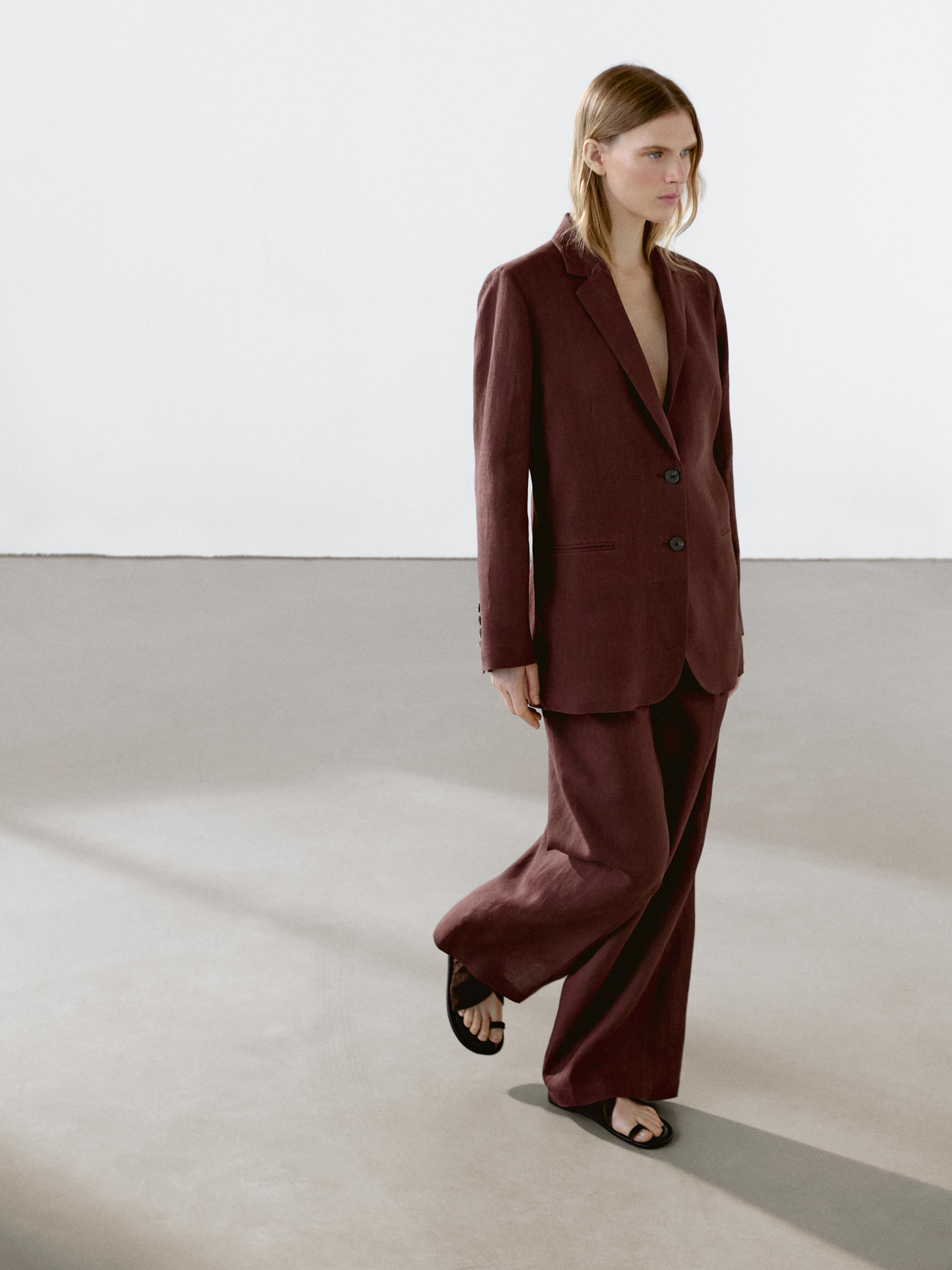 Chaqueta Corta Americana Roja Mujer Massimo Dutti Americana Roja