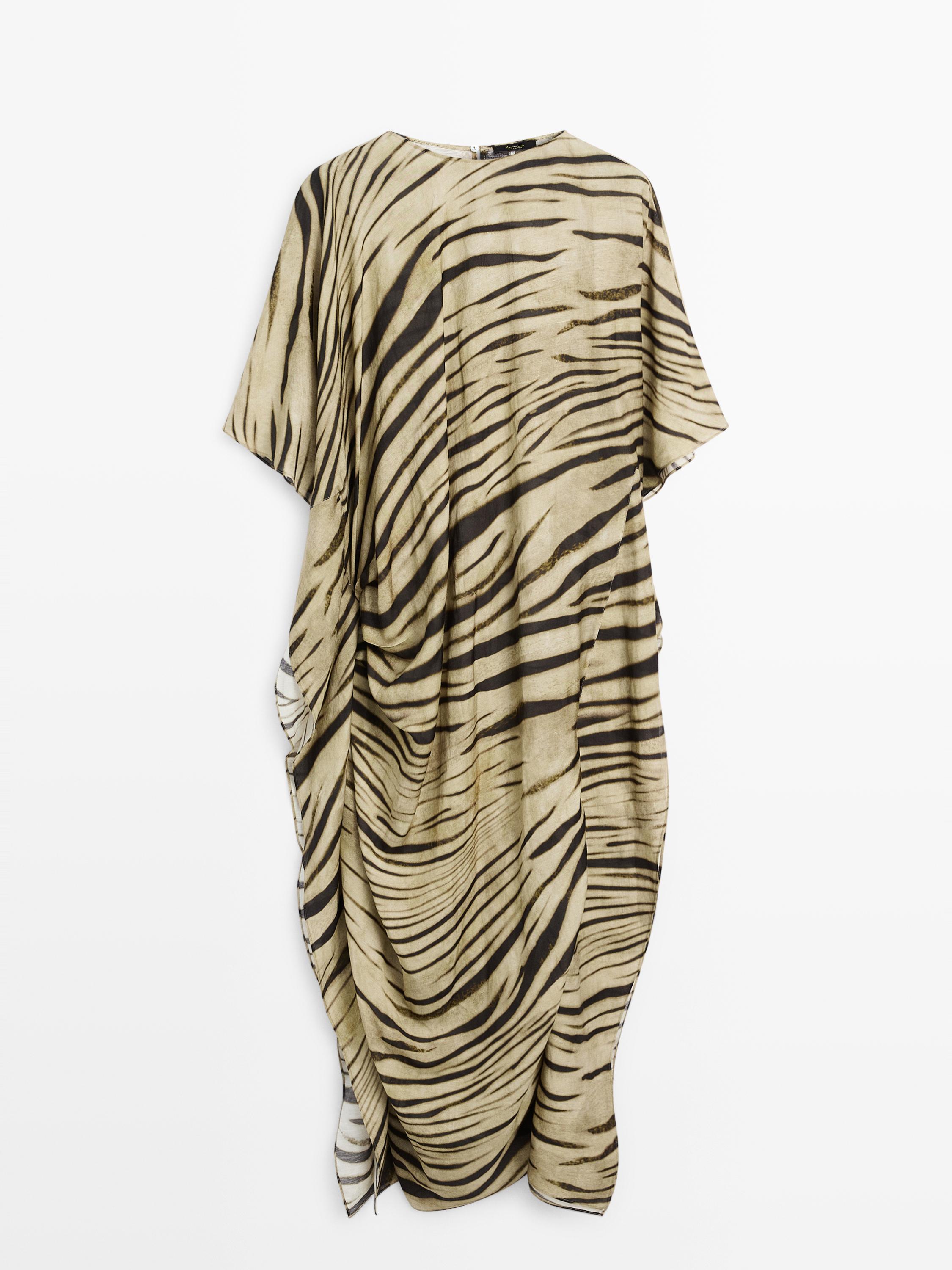 Lange jurk in tuniekstijl met dierenprint