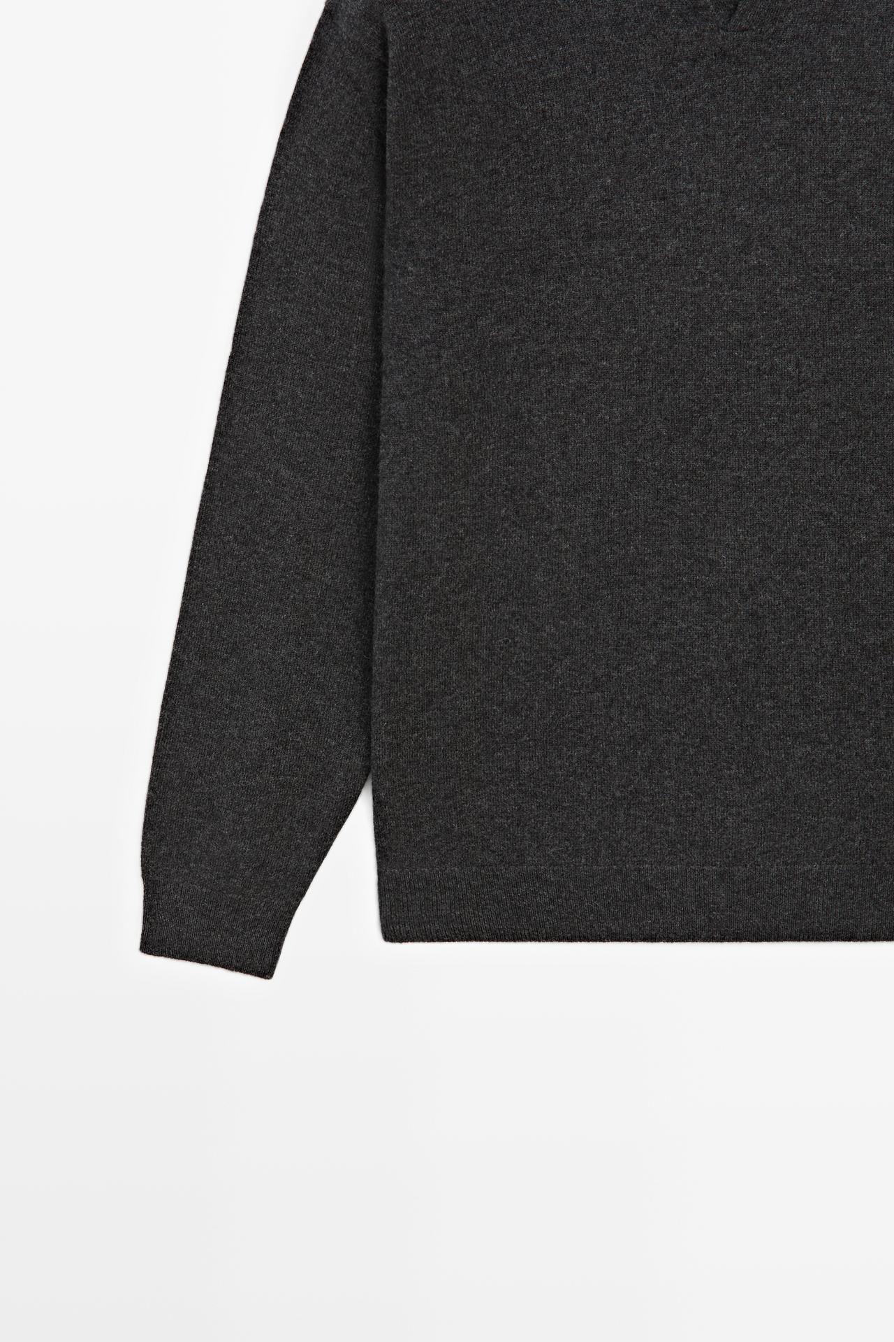 100% cashmere knit polo sweater — CHARCOAL