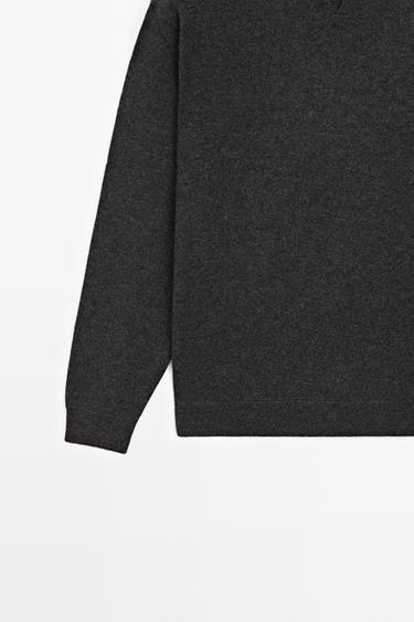 100% cashmere knit polo sweater — CHARCOAL 7